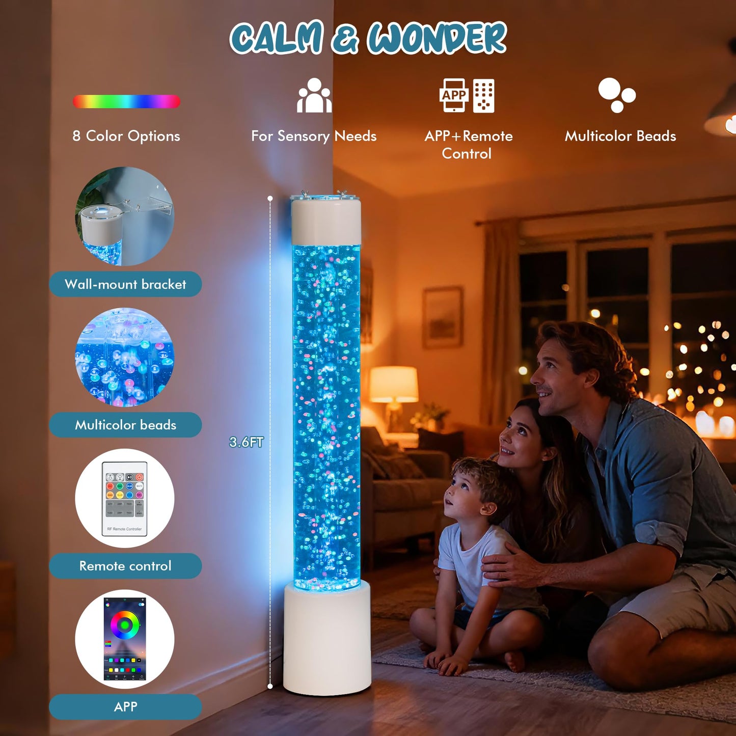 Sensory Bubble Tube Lamp for Autism & Calming Focus