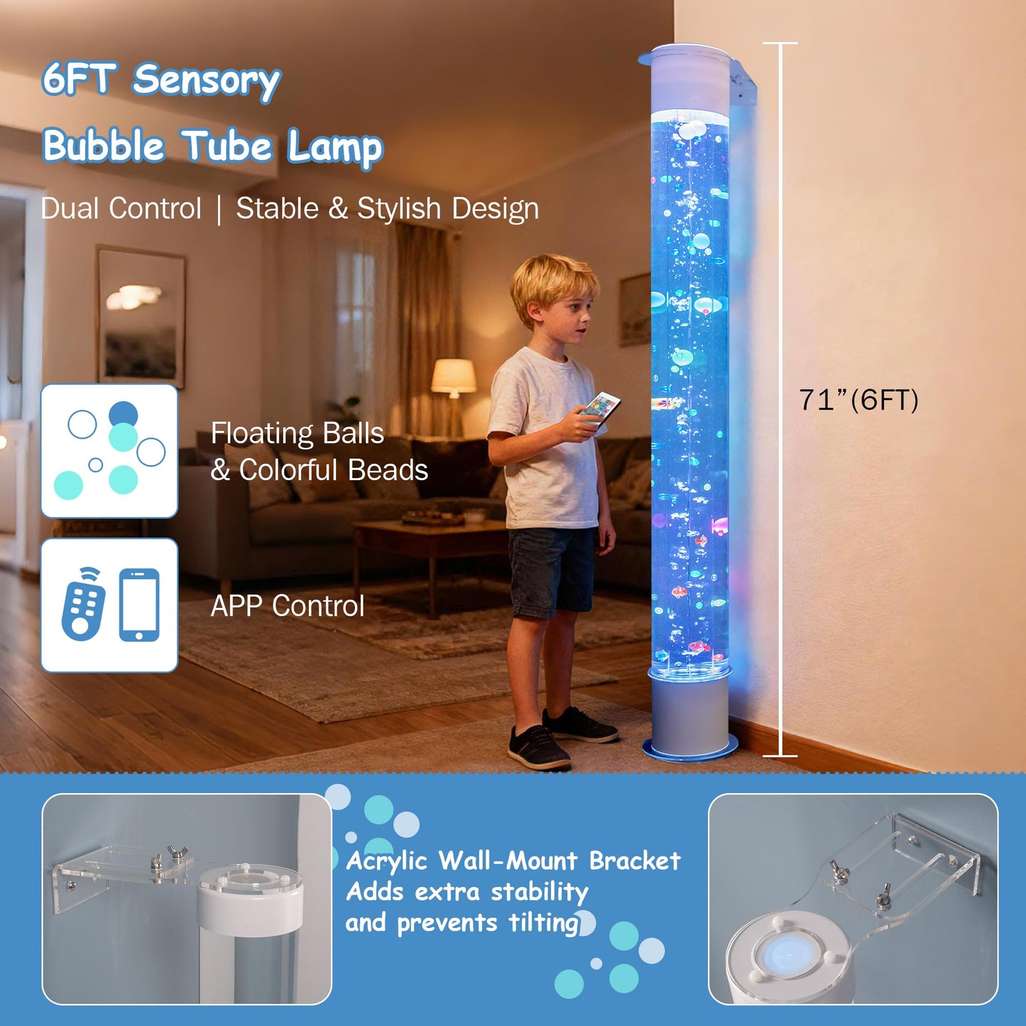 Sensory Bubble Tube Lamp for Autism & Calming Focus