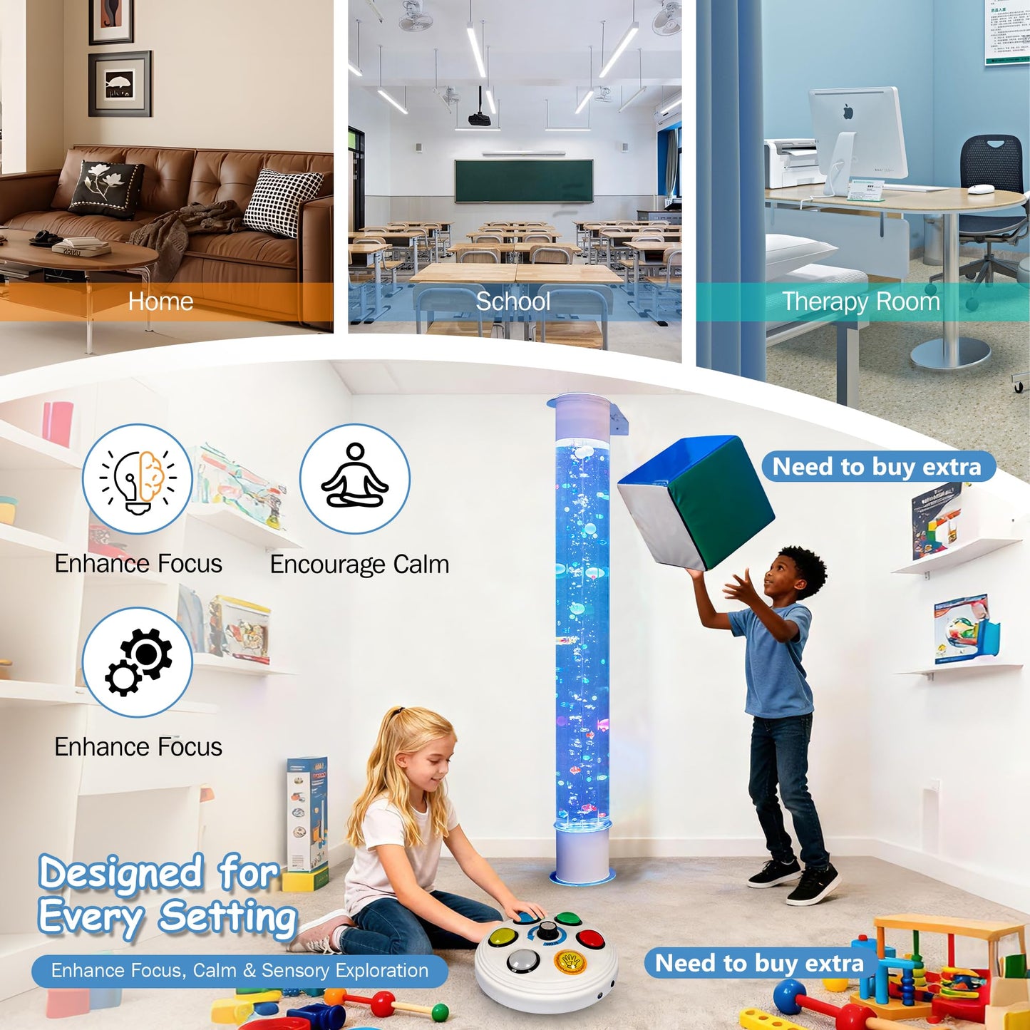 Sensory Bubble Tube Lamp for Autism & Calming Focus