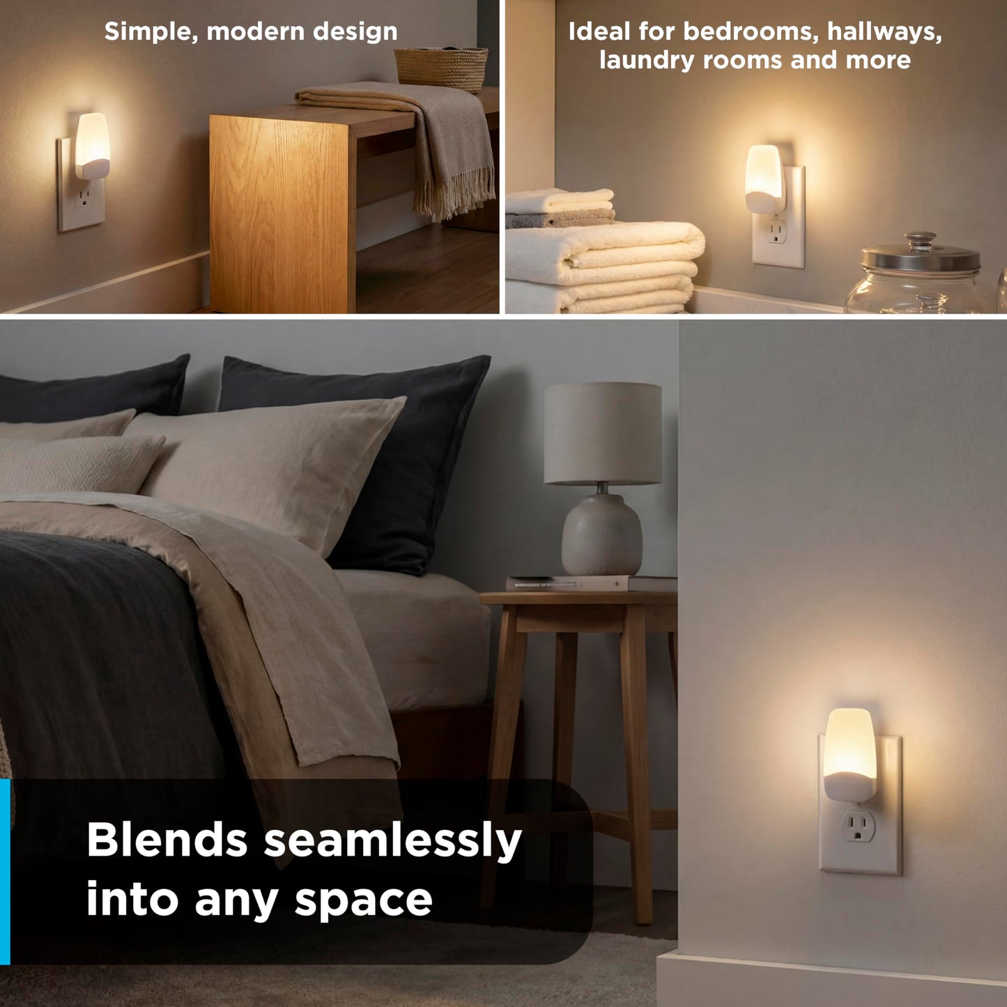 GE Sleeplite Night Lights Plug Into Wall, Dusk to Dawn Sensor, Ambient Lighting, Sleep Aid, Bathroom Décor, LED Lights for Bedroom, Apartment Essentials, Smart Home,76135, Amber, 2 Pack