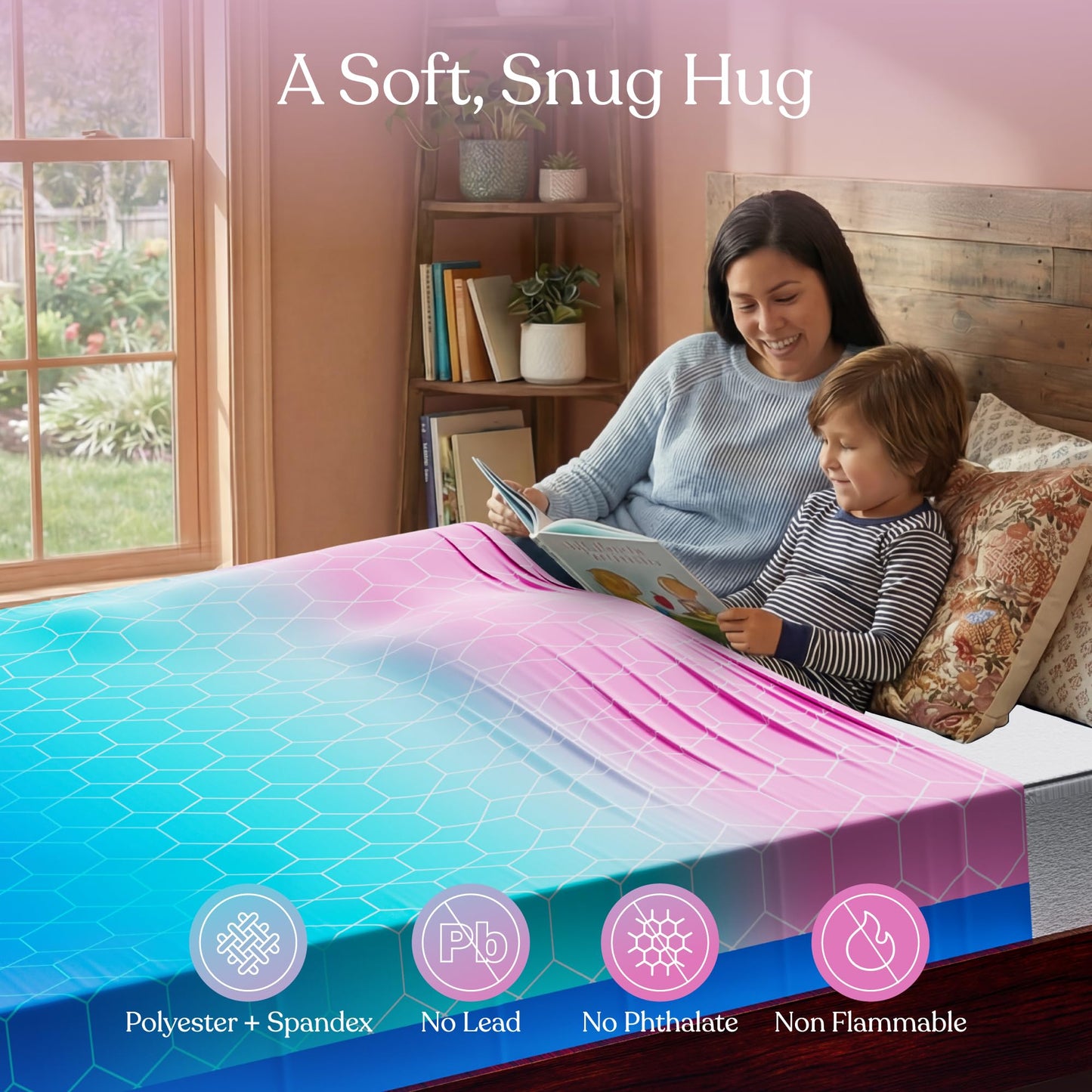 Deep Pressure Sensory Bed Sheet – Twin Sensory Compression Sheet Breathable Sleep Pod Blanket for Better Sleep Support – Calming Compression Blankets for Kids and Adults Blue Petal