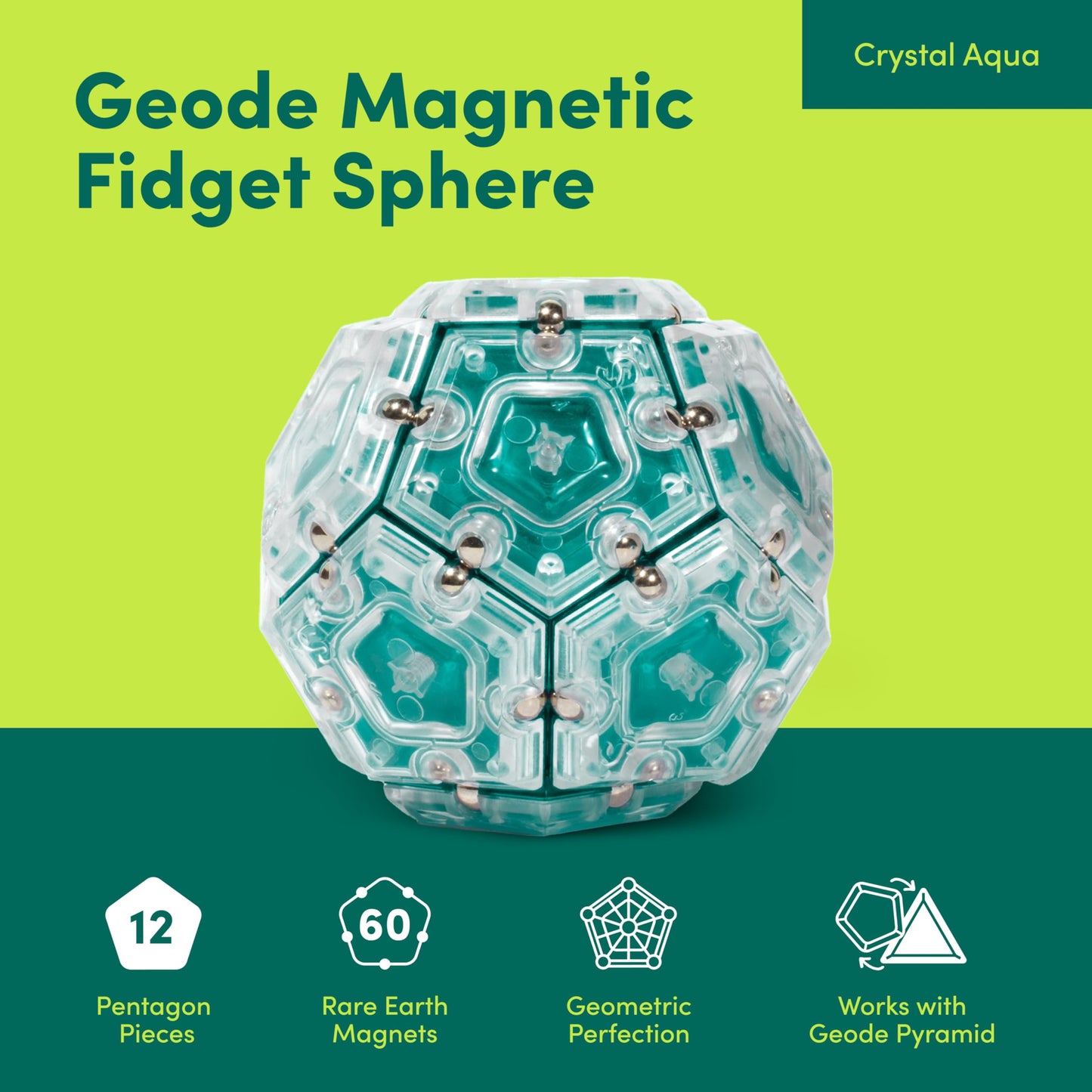 Speks Geode Magnetic Fidget Toy | Sensory Desk Toy for Adults & Teens 14+ | Stress Relief Gift | Sphere, Cool