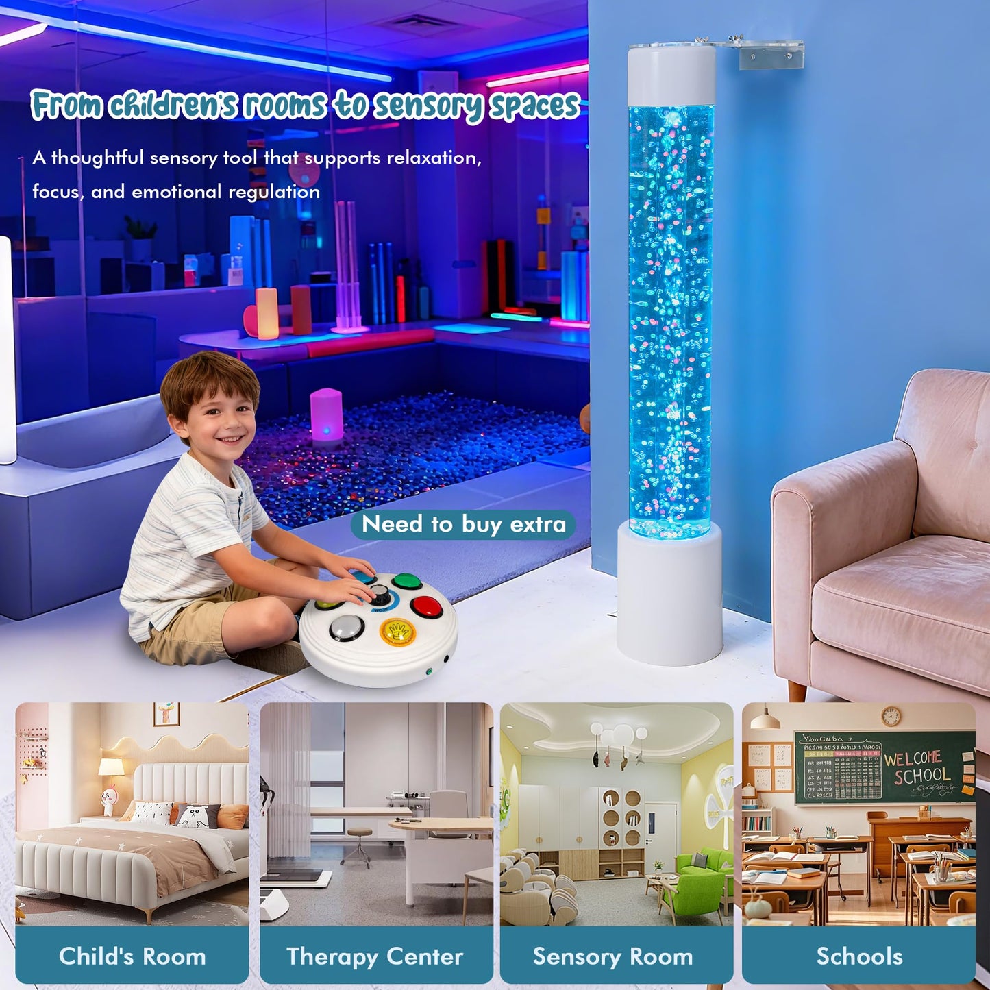 Sensory Bubble Tube Lamp for Autism & Calming Focus