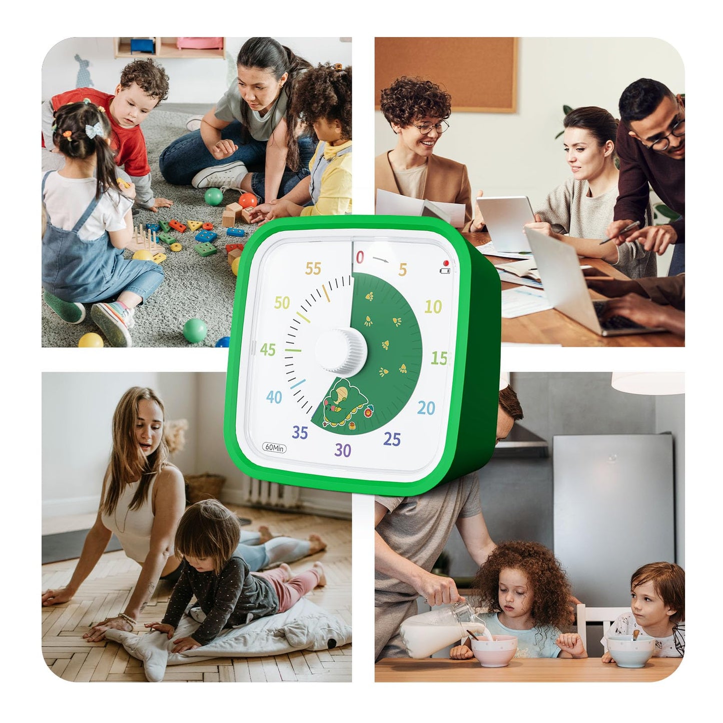 Yunbaoit Visual Timer with Protective Case, Rainbow Disk 60 Minute Countdown Timer for Kids and Adults, Silent Time Management Tool(Blue Rainbow)