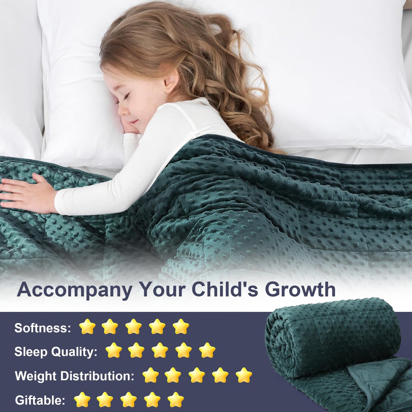 Alomidds Weighted Blanket, Luxury Velvet Weighted Blankets for Kids,Warm and Breathable Soft and Comfort Minky, Cute Heavy Blanket with Premium Glass Beads (41"x60" 7LBS, Purple)