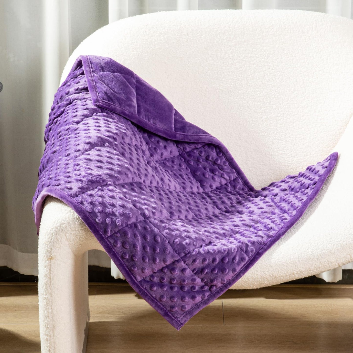 Alomidds Weighted Blanket, Luxury Velvet Weighted Blankets for Kids,Warm and Breathable Soft and Comfort Minky, Cute Heavy Blanket with Premium Glass Beads (41"x60" 7LBS, Purple)