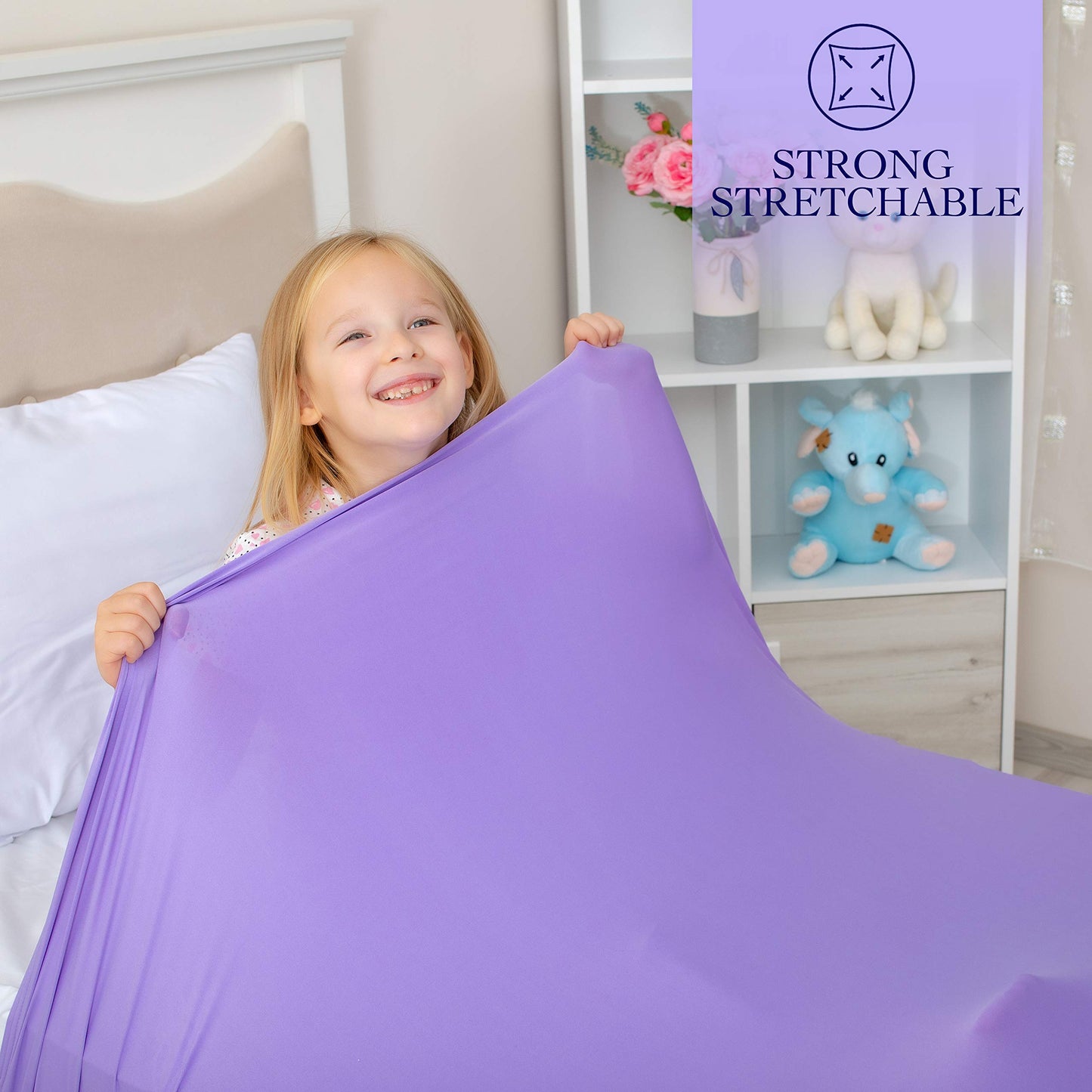 Sensory Compression Blanket | Spandex Bed Sheet for Kids & Adults | Deep Relaxing Feeling, Release Oxytocin | Helps With: SPD, Anxiety, ADHD, Autism and More | Breathable & Stretchable | Full Size