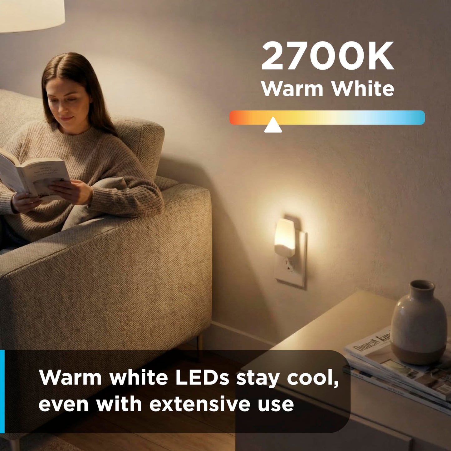 GE Sleeplite Night Lights Plug Into Wall, Dusk to Dawn Sensor, Ambient Lighting, Sleep Aid, Bathroom Décor, LED Lights for Bedroom, Apartment Essentials, Smart Home,76135, Amber, 2 Pack