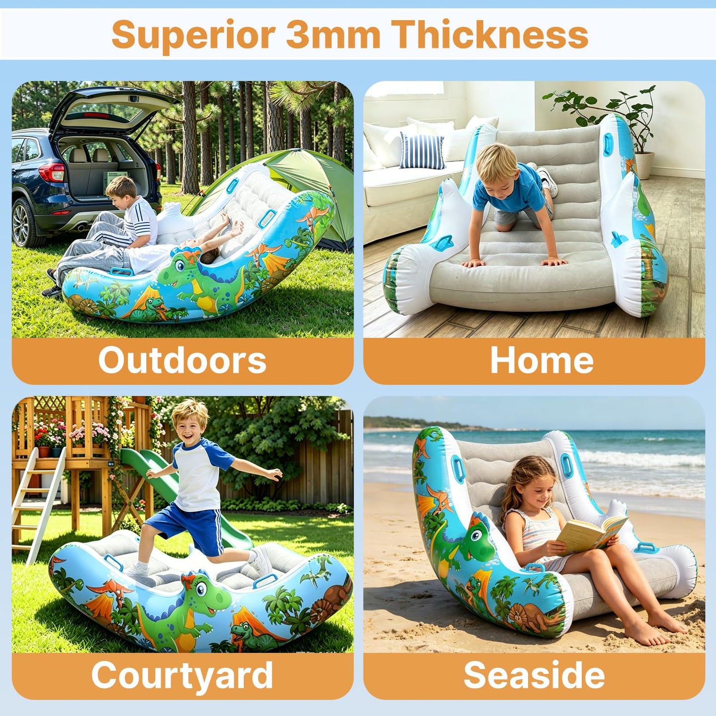 Sensory Inflatable Rocking Chair-Toddler Inflatable Rocking Chair for Sensory Needs, ADHD & Calming, Built in dual function air pump, Autism Sensory Products for Sensory Room, Ideal Gift for BoysGirls