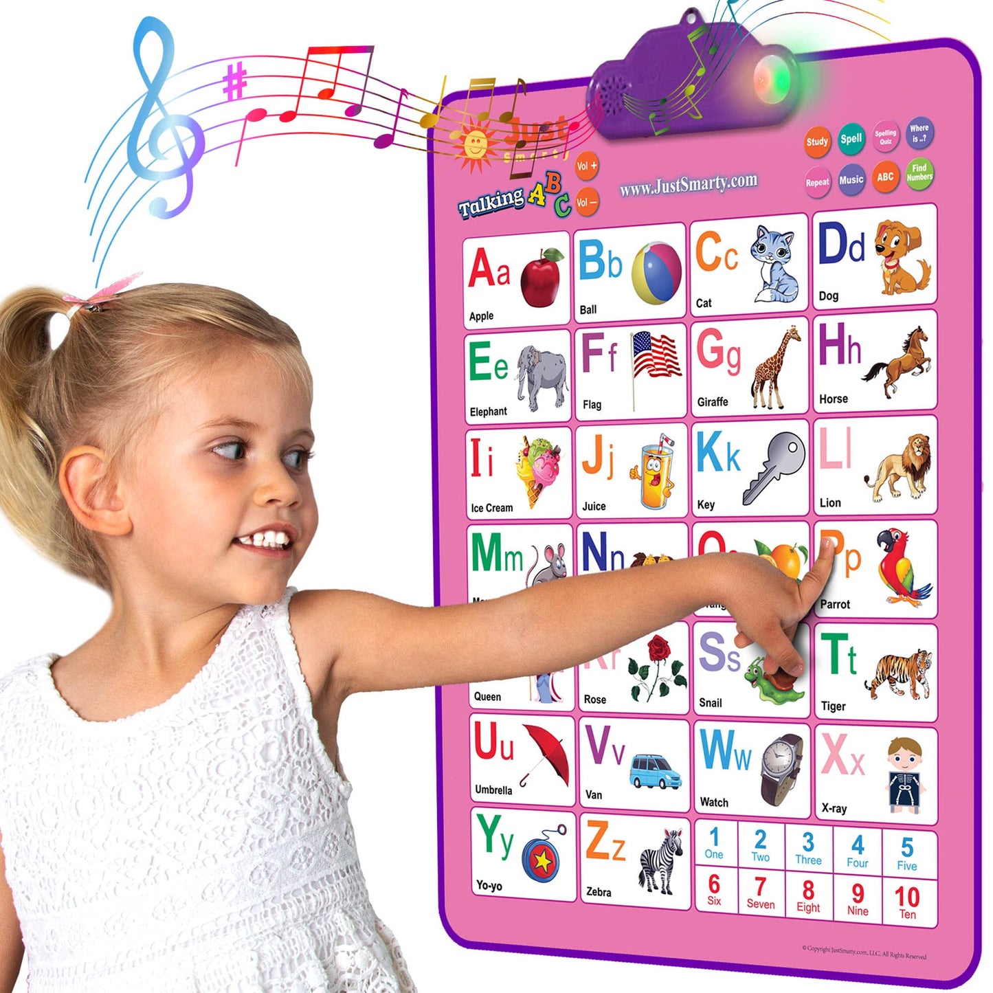 Just Smarty Interactive Alphabet Wall Chart, Blue | ABCs & 123s Learning for Toddlers 1-5, Educational Gift for Ages 1-5, Speech Therapy, Autism Toys