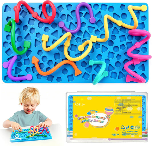 Airplane Travel Activity Toys for Toddlers Kids, Autism Sensory Fidget Board Silicone Quiet Calming Down Restaurant Car Ride Road Trip Toys