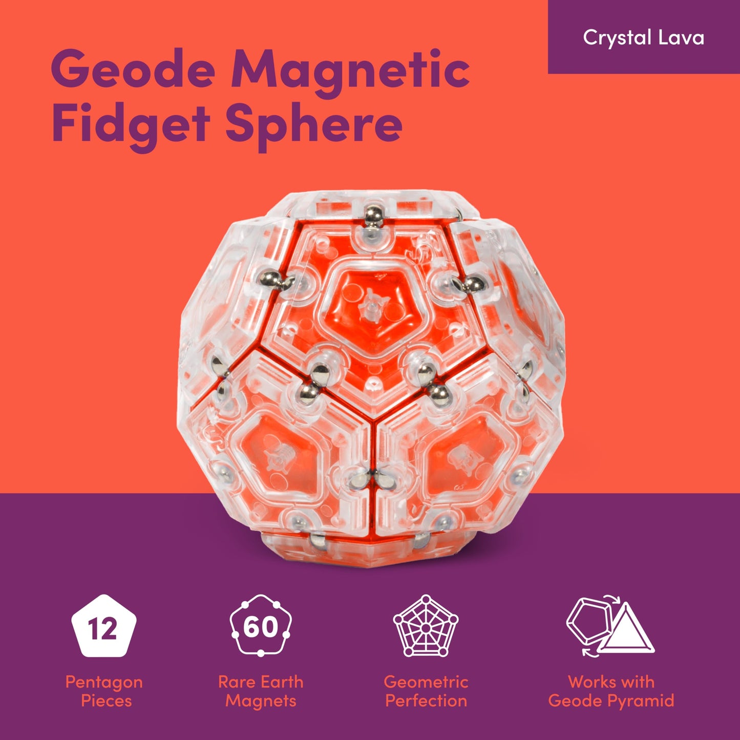 Speks Geode Magnetic Fidget Toy | Sensory Desk Toy for Adults & Teens 14+ | Stress Relief Gift | Sphere, Cool