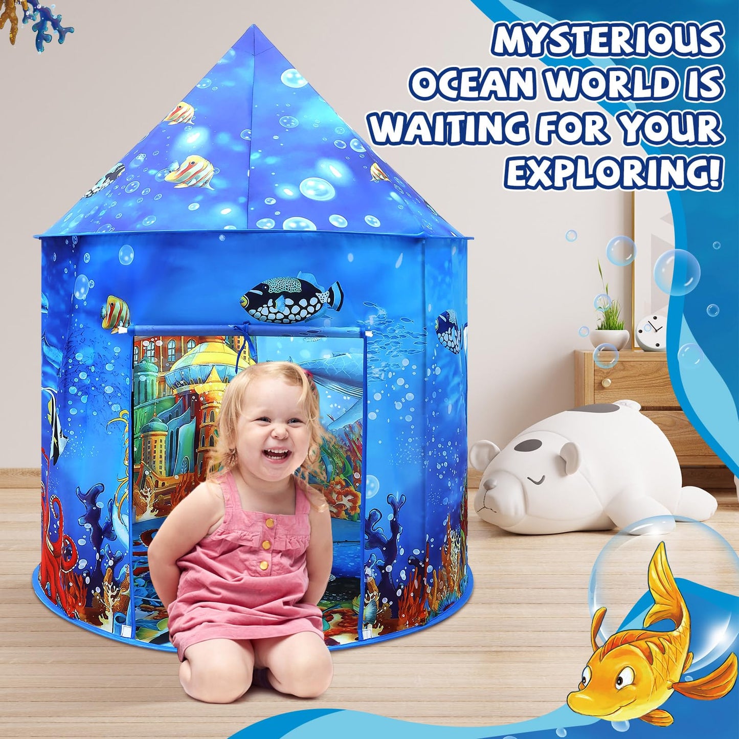 Kaivee Space World Play Tent Pop Up Kids Indoor Sensory Playhouse Children Foldable Kids Tent for Boys Girls Toddler as 3 4 5 6 7 Years Gift as Birthday Christmas Toys