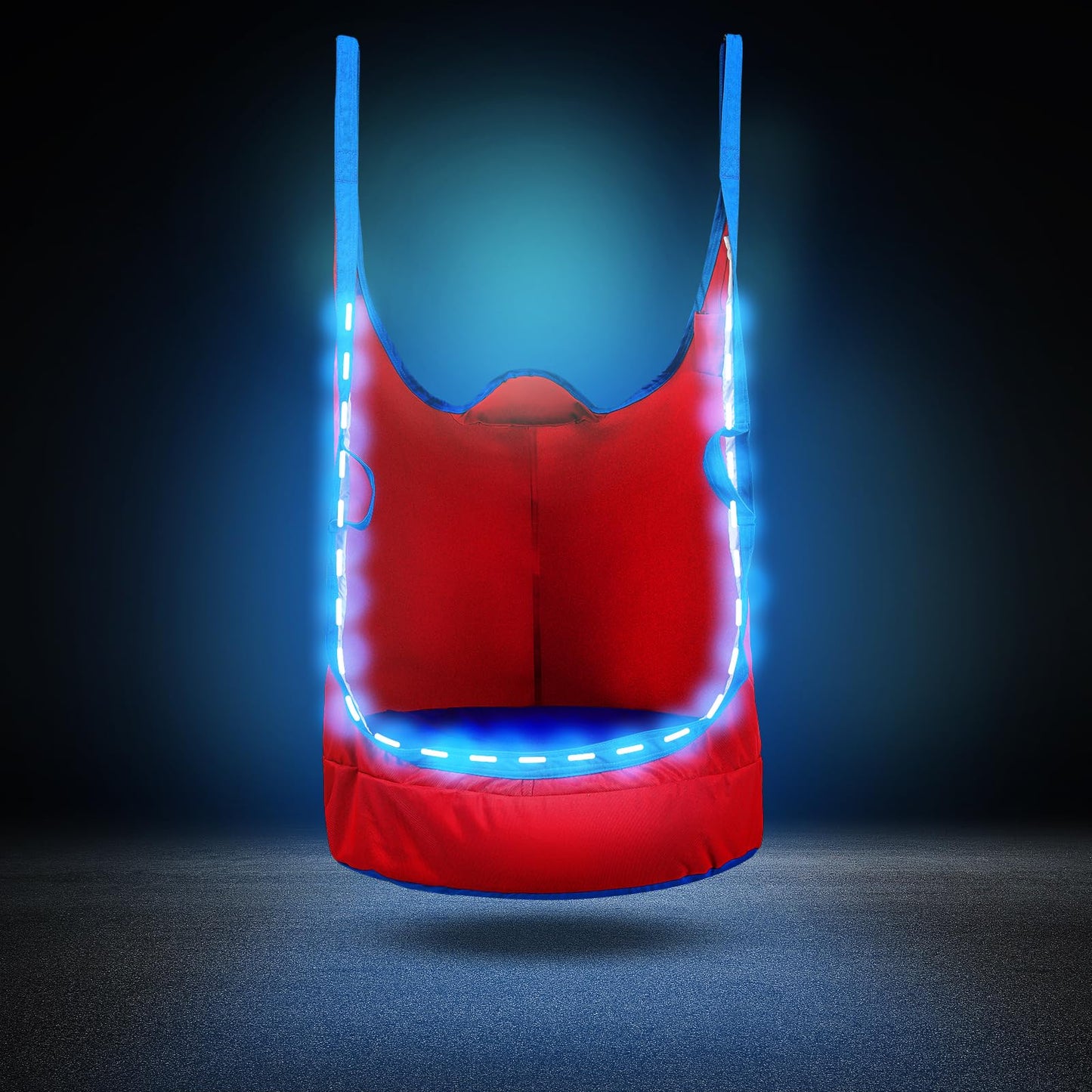 Upgraded Kids Pod Swing Chair,Child Hanging Hammock Chair with Led Lights,900D Oxford Cloth Pod Swing Seat for Indoor and Outdoor with All Accessories (Blue)