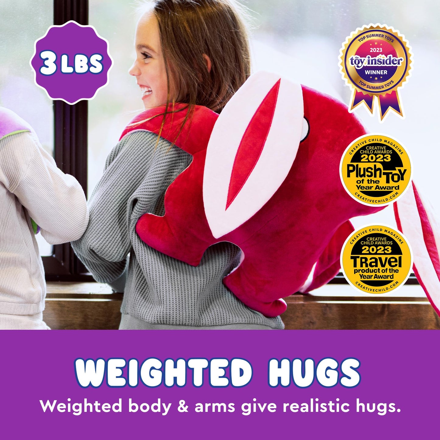 Bumpas Weighted Plush Toy - Calming Stuffed Animal, Realistic Hug, Machine Washable - Ages 3+