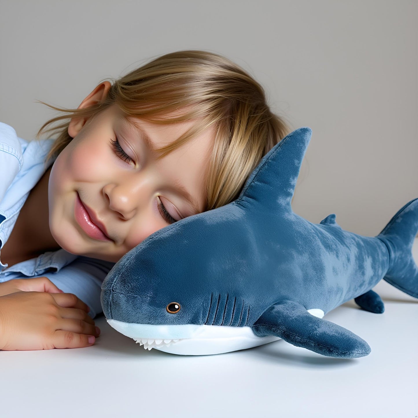 39.4 Inch XXL 15% Chubbier Weighted Giant Shark Stuffed Animal,Soft Chonky Shark Toys Shark Plush Pillows Stuffed Shark for Brave Boy's and Girl's Room Décor,Perfect Stress Relief for Women