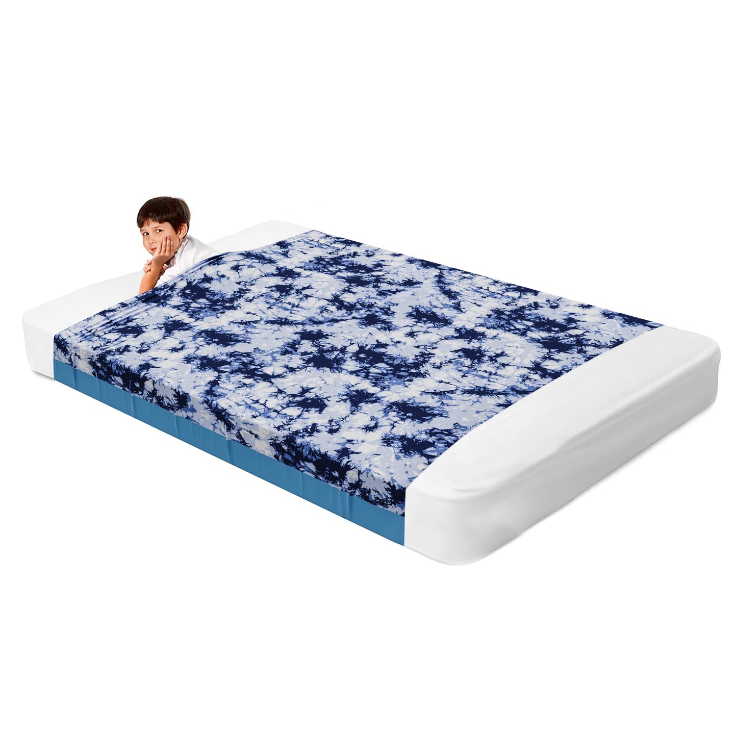 Deep Pressure Sensory Bed Sheet – Twin Sensory Compression Sheet Breathable Sleep Pod Blanket for Better Sleep Support – Calming Compression Blankets for Kids and Adults Blue Petal