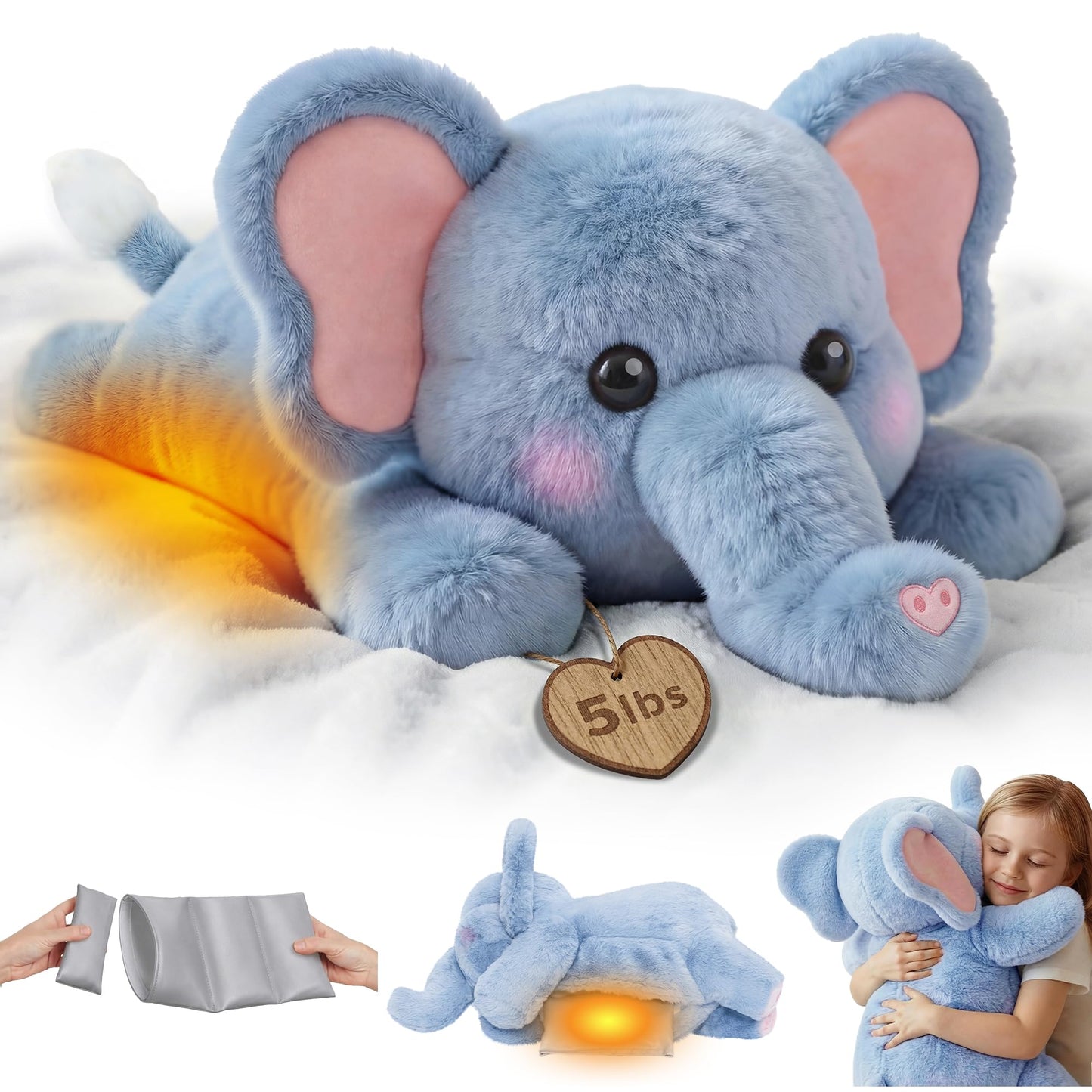 Mewaii Weighted Stuffed Animals 5 lbs Adjustable, Heated & Coolable 23 Inch Plush for Realistic Hug, Microwavable Removable Inner Pad, Cat Gifts for Adults & Kids (Black)
