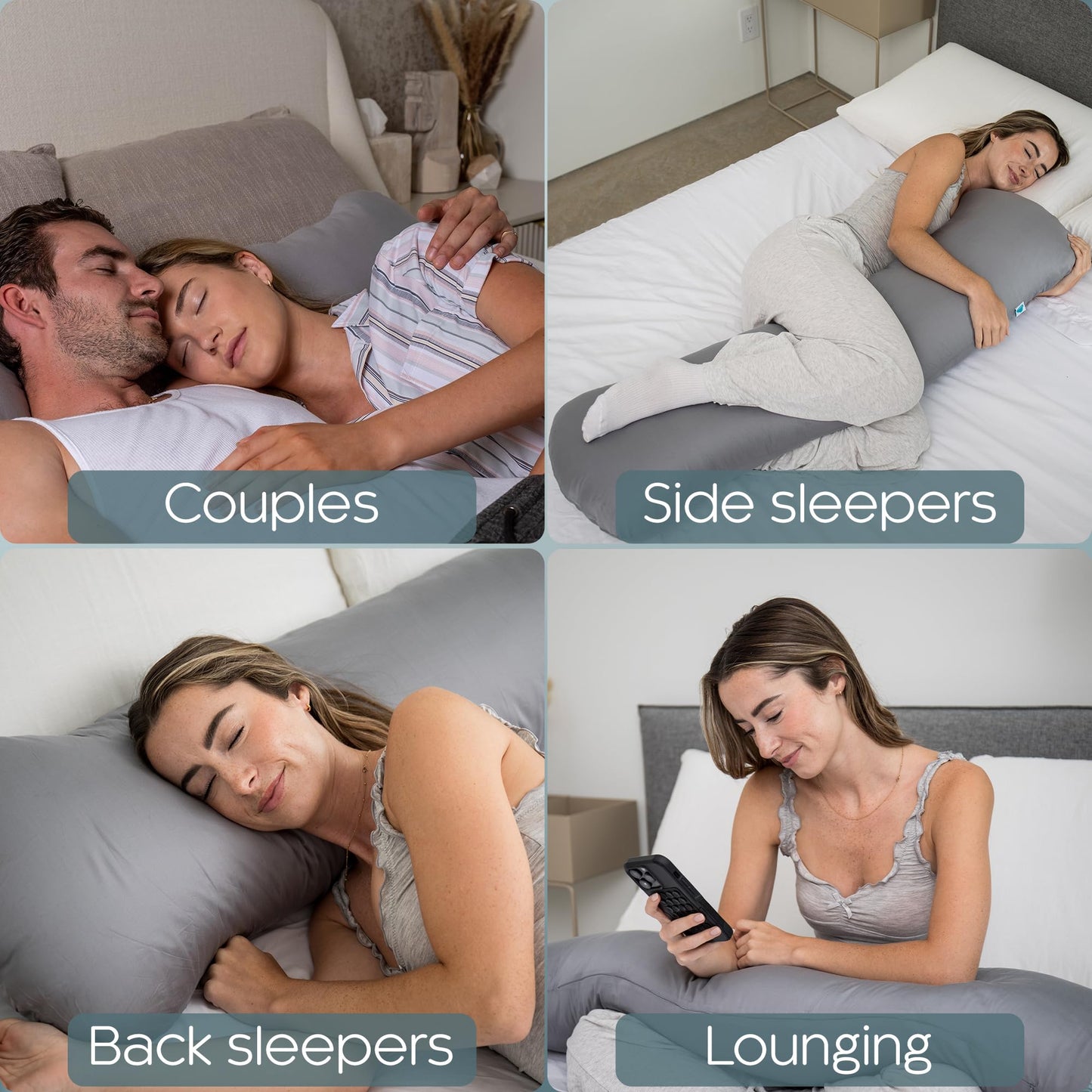SleepCloud Weighted Body Pillow 6.5lbs - Weighted Pillow for Deeper Sleep (41" x 10") - Cooling Body Pillows for Adults, Full Body Pillow for Sleeping, Side Sleeper Body Pillow with Cover