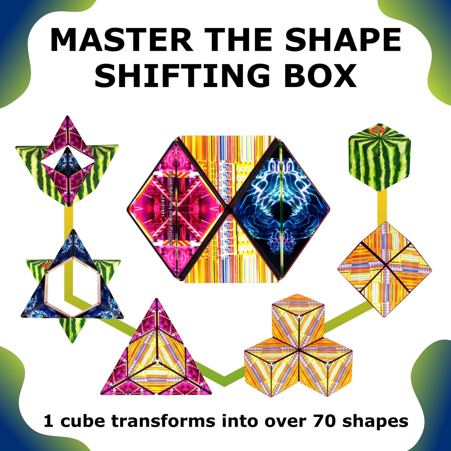 Shashibo Sensory Fidget Toy for Adults & Kids, Stress Relief Fidget Toy for Adults, Teens & Kids, Cool Fidget Toys for Desk, Classroom Must Have, Sensory Shape Shifting Cube, 100+ Possible Shapes