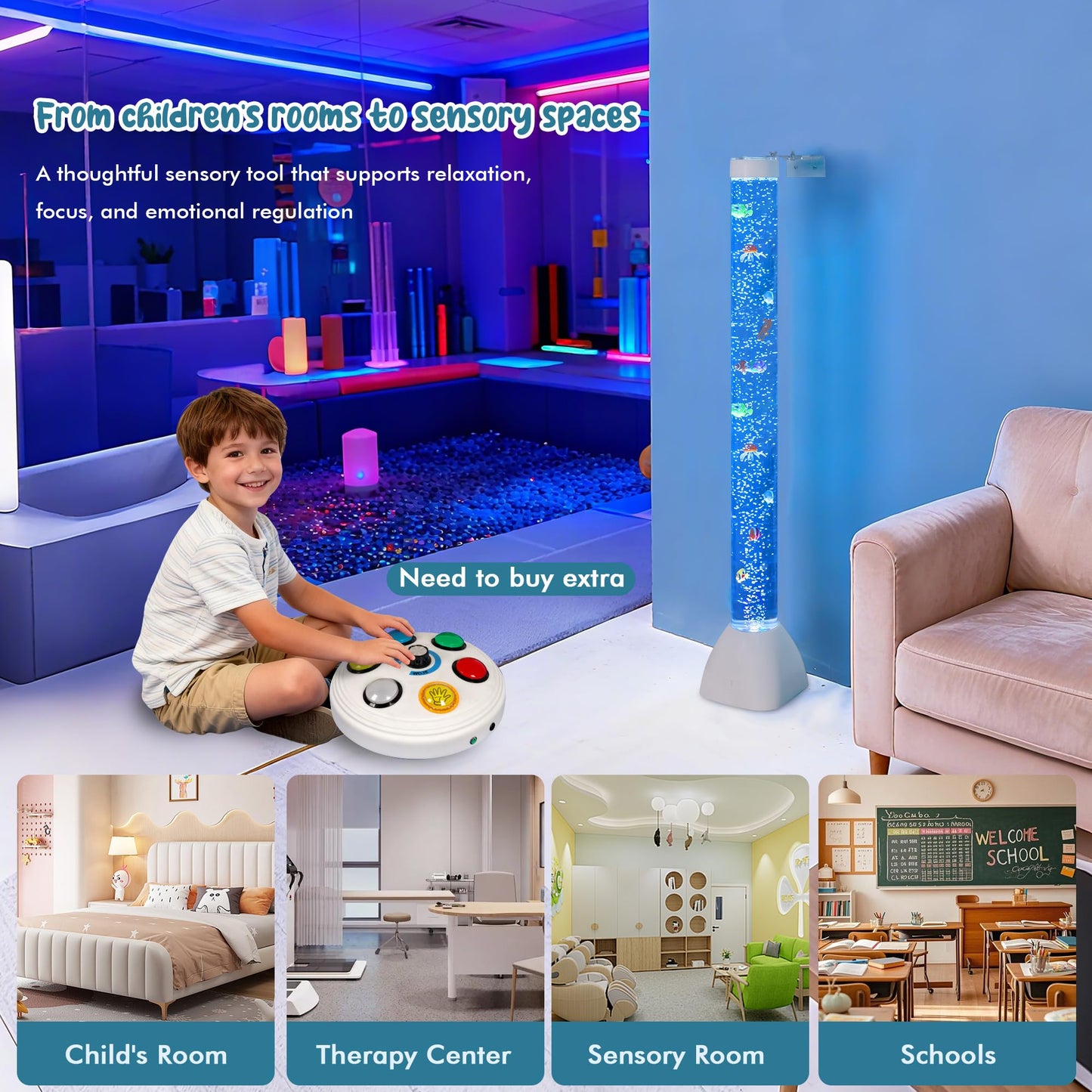 Sensory Bubble Tube Lamp for Autism & Calming Focus
