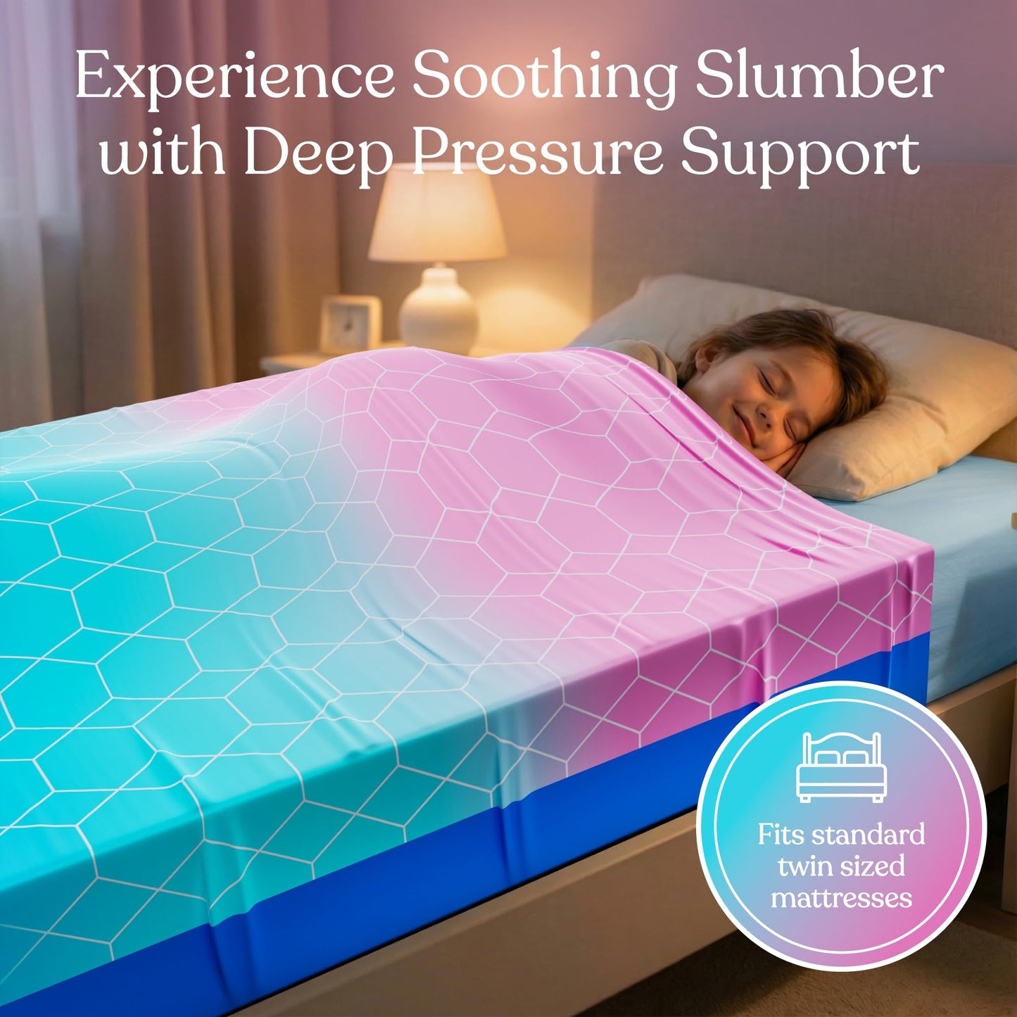 Deep Pressure Sensory Bed Sheet – Twin Sensory Compression Sheet Breathable Sleep Pod Blanket for Better Sleep Support – Calming Compression Blankets for Kids and Adults Blue Petal