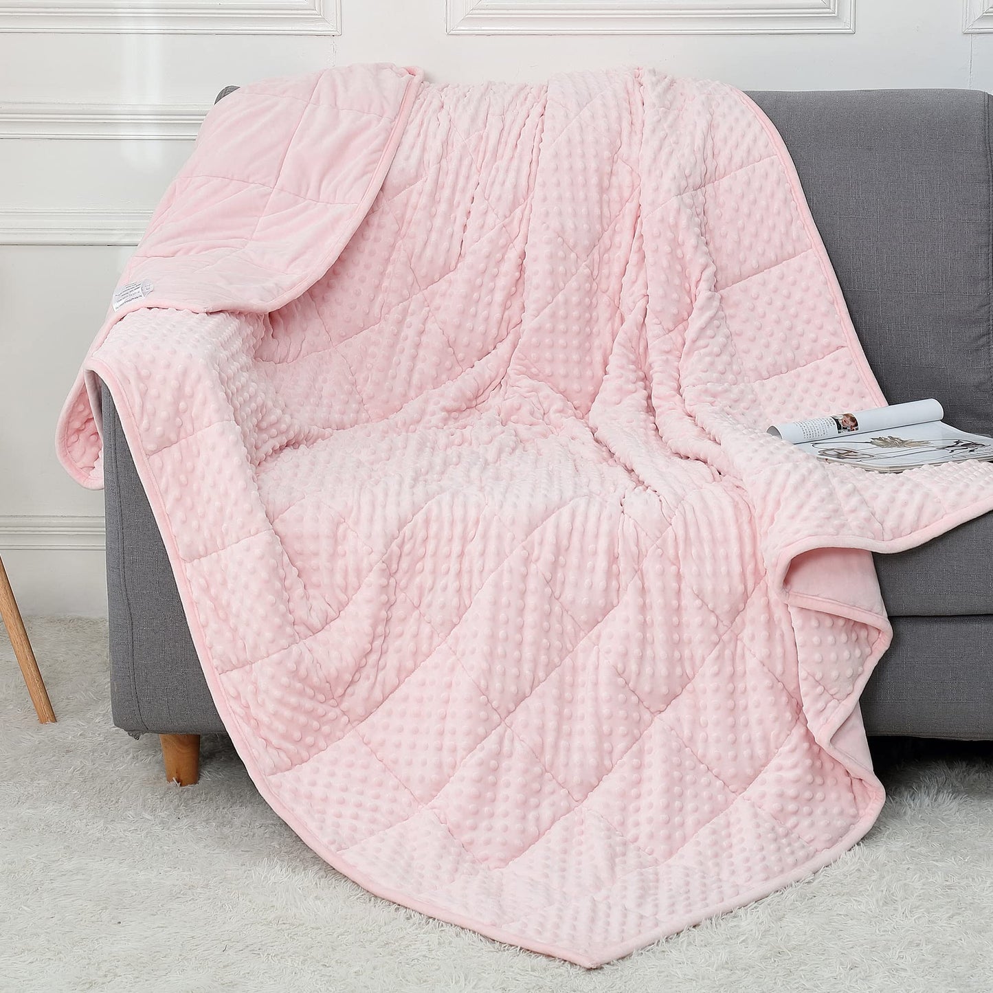 Alomidds Weighted Blanket, Luxury Velvet Weighted Blankets for Kids,Warm and Breathable Soft and Comfort Minky, Cute Heavy Blanket with Premium Glass Beads (41"x60" 7LBS, Purple)