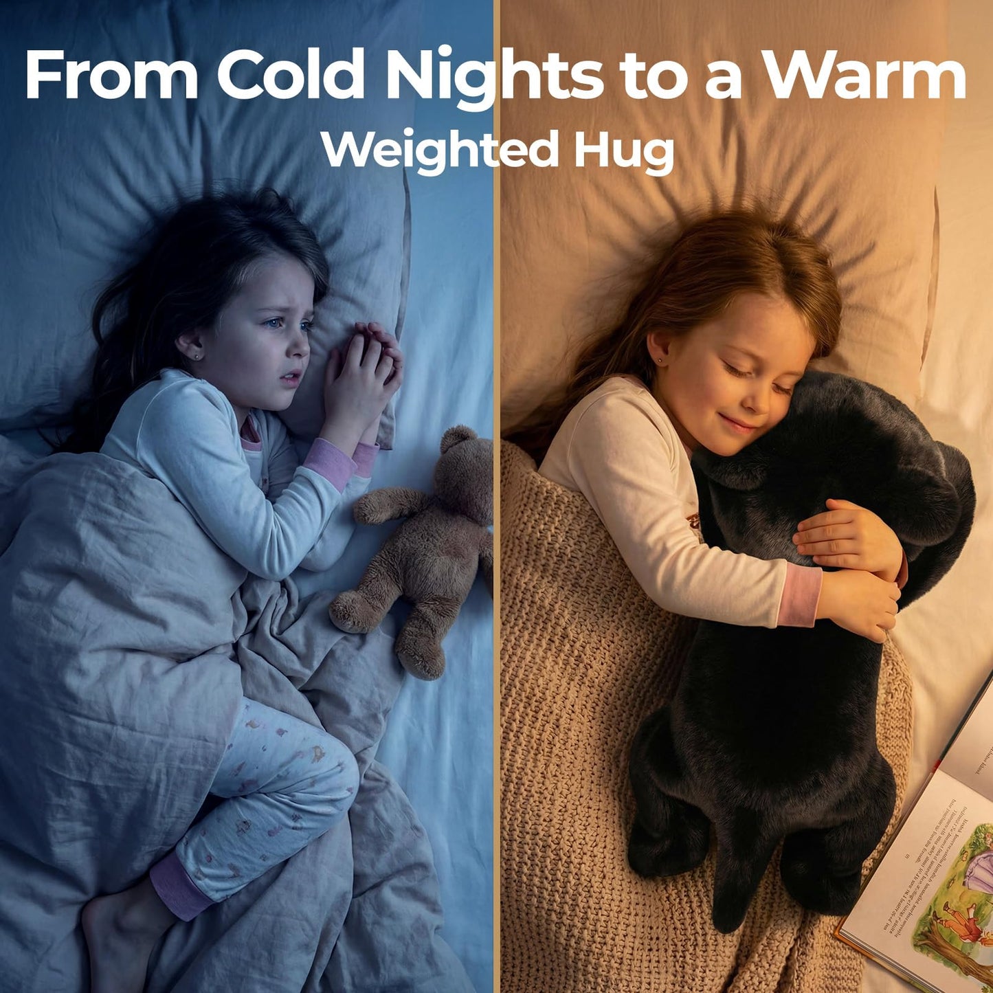 Mewaii Weighted Stuffed Animals 5 lbs Adjustable, Heated & Coolable 23 Inch Plush for Realistic Hug, Microwavable Removable Inner Pad, Cat Gifts for Adults & Kids (Black)