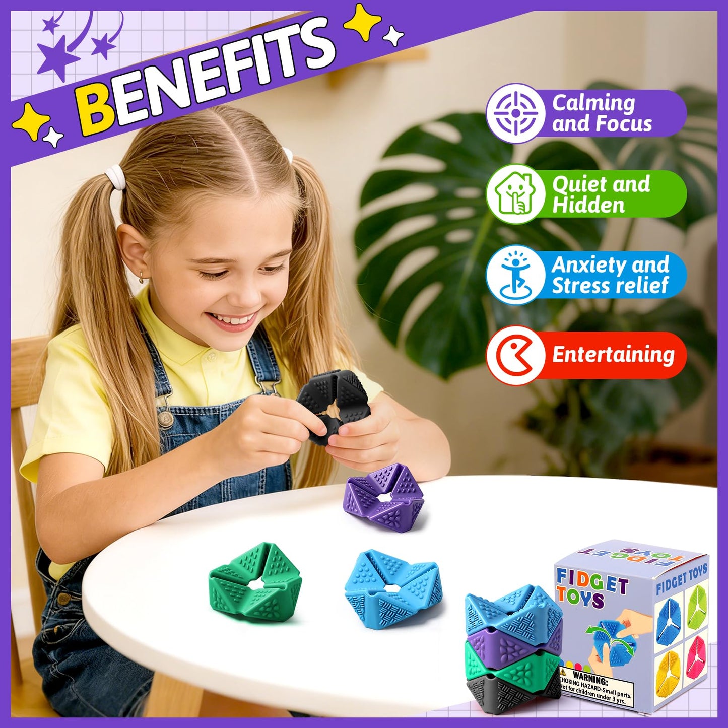 Sensory Fidget Toys, 4PCS Textures Sensory Flip Cube Quiet, Silicone Anxiety Relief for Autism ADHD, Novelty Toy for Kids or Adults, Best Gifts