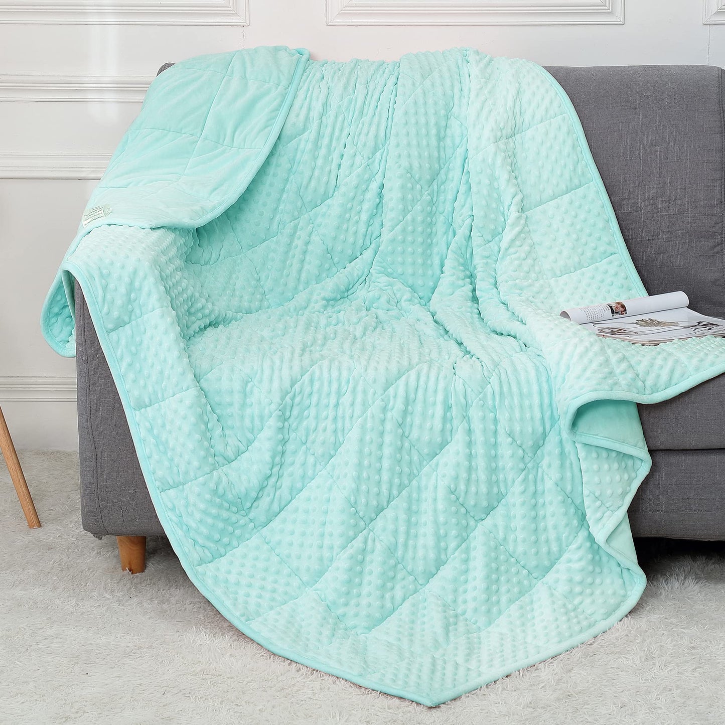 Alomidds Weighted Blanket, Luxury Velvet Weighted Blankets for Kids,Warm and Breathable Soft and Comfort Minky, Cute Heavy Blanket with Premium Glass Beads (41"x60" 7LBS, Purple)