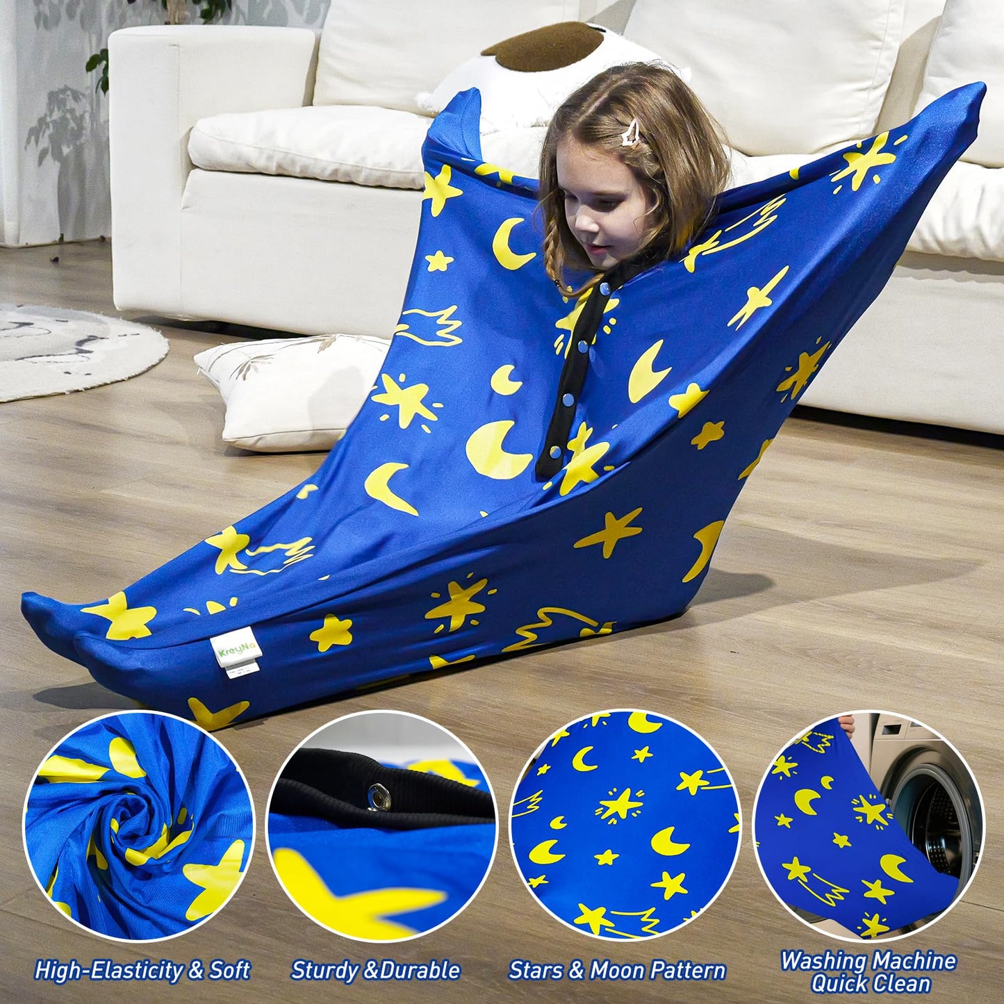 Sensory Body Sock, 47" x 27" Sensory Sack Premium Sensory Sock Glow in The Dark for 6-9 Autistic Children, Good for Height: 41"-51" Medium, Green