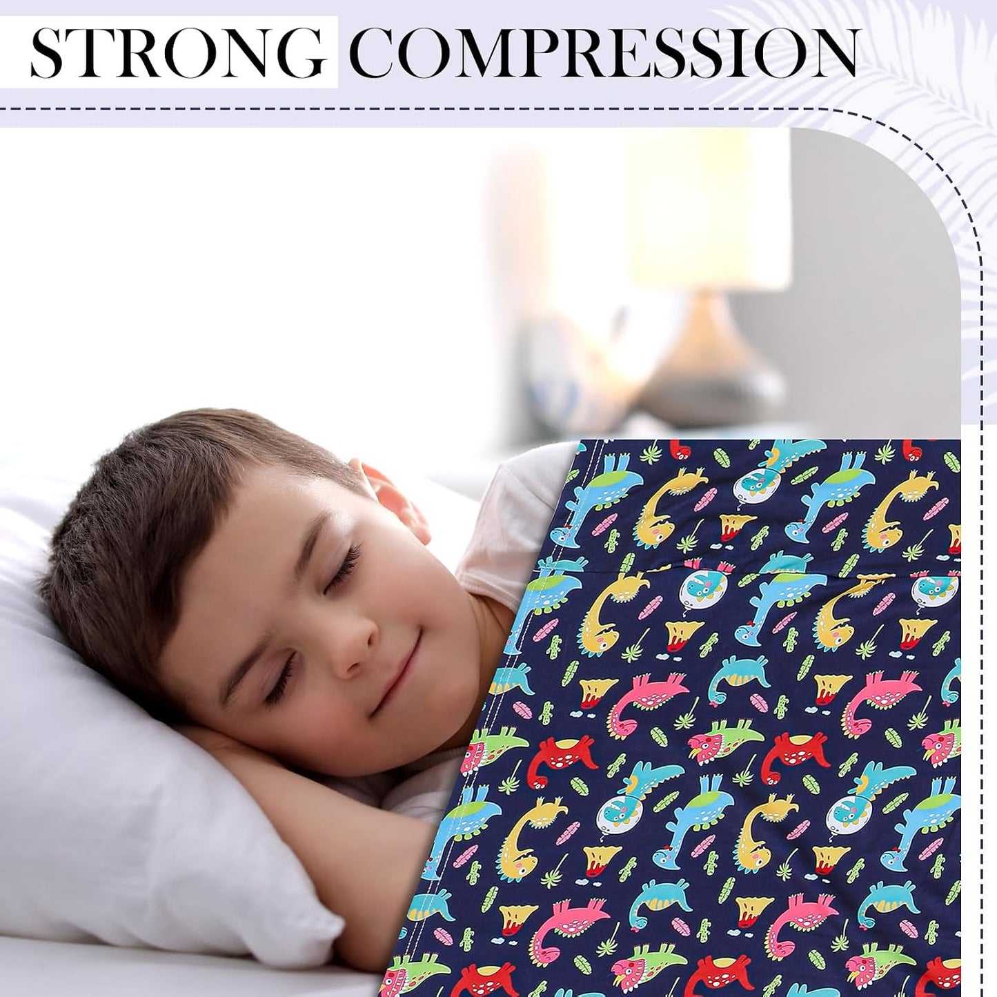 Mindsoft Twin Size Sensory Compression Blanket Sheet for Kids, Stretchy Comfortable Bedding Compression Sheets for Kids with Dinosaur Pattern, Breathable Sensory Sack
