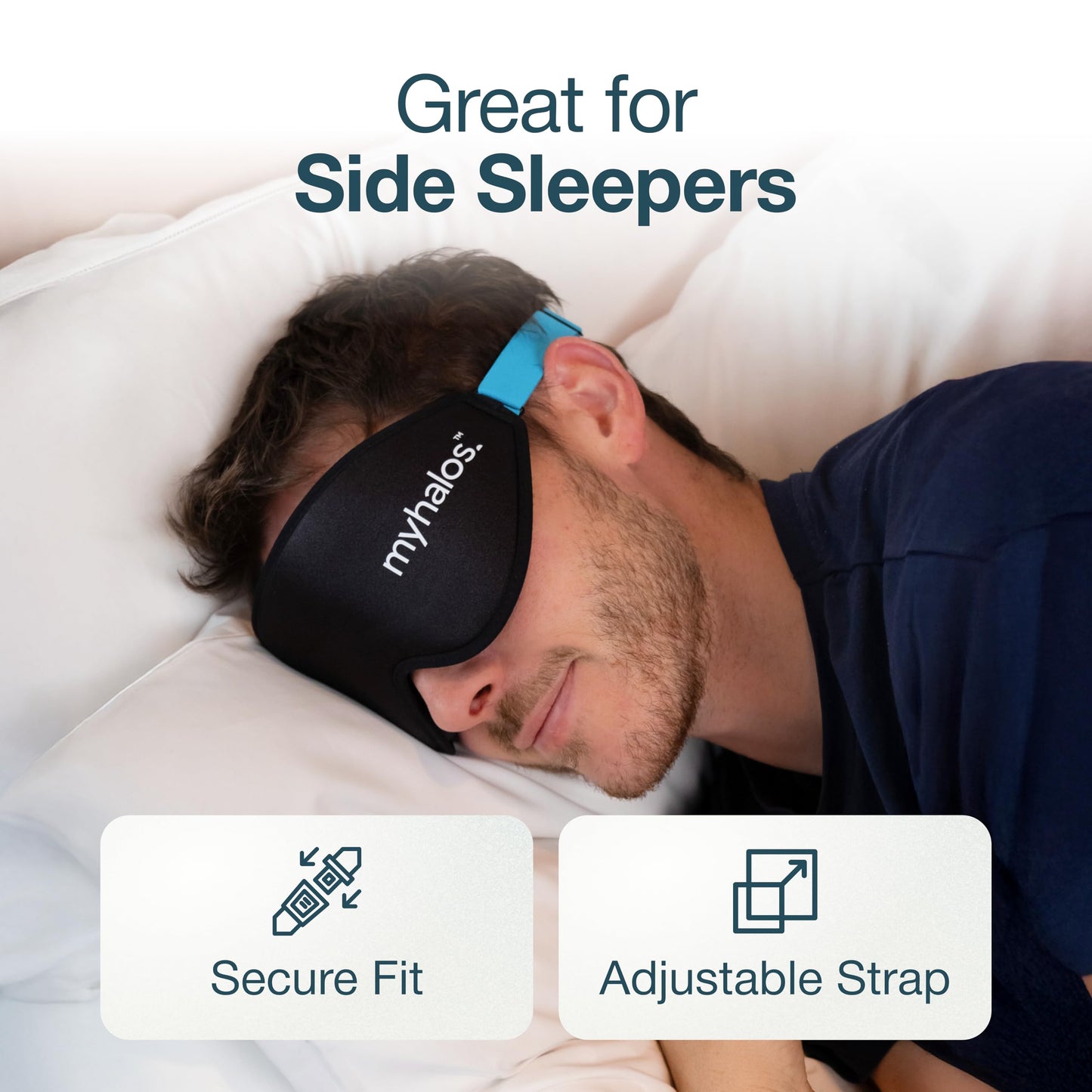 MyHalos® Sleep Mask – 3D Blackout Eye Mask for Women & Men, Side Sleepers, Zero Pressure Memory Foam Eyelash Friendly, Breathable,Award-Winning Sleep Aid for Travel (Black, 1 Count (Pack of 1)