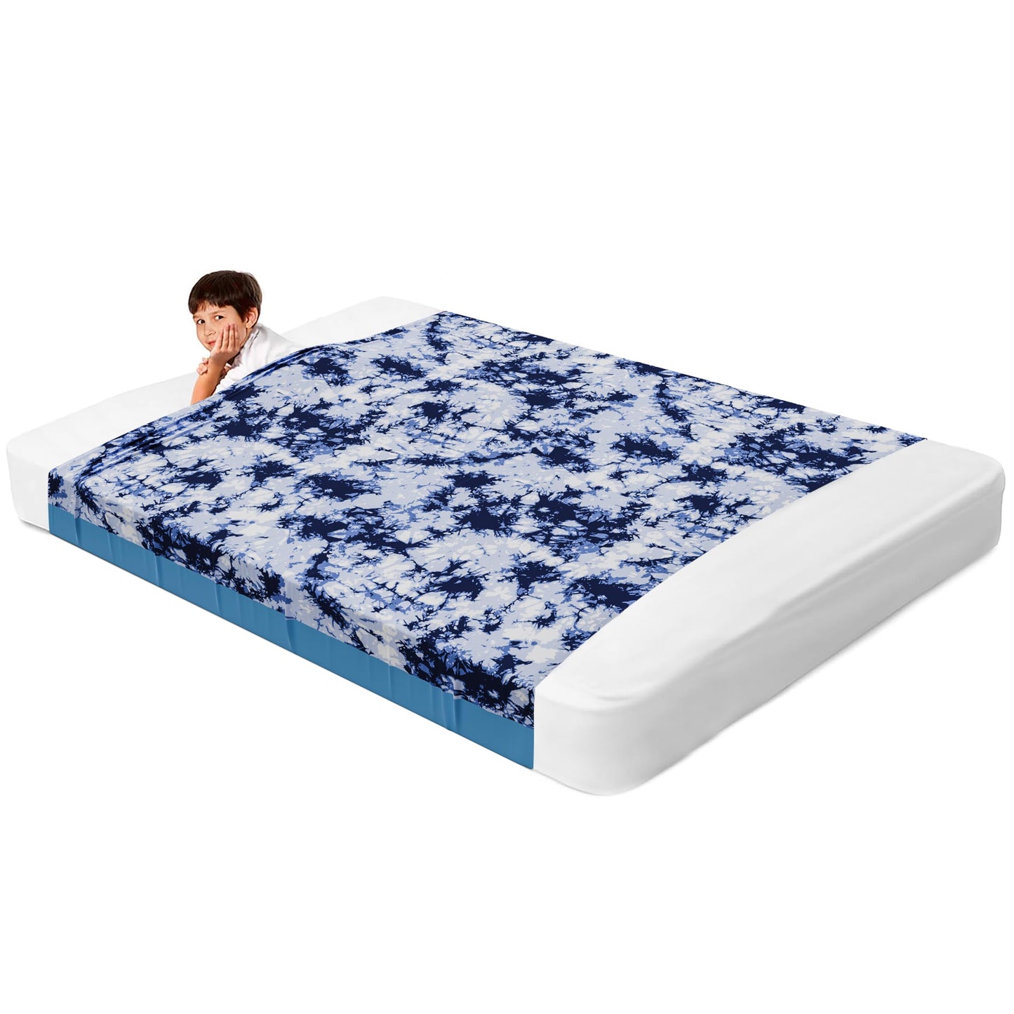 Deep Pressure Sensory Bed Sheet – Twin Sensory Compression Sheet Breathable Sleep Pod Blanket for Better Sleep Support – Calming Compression Blankets for Kids and Adults Blue Petal