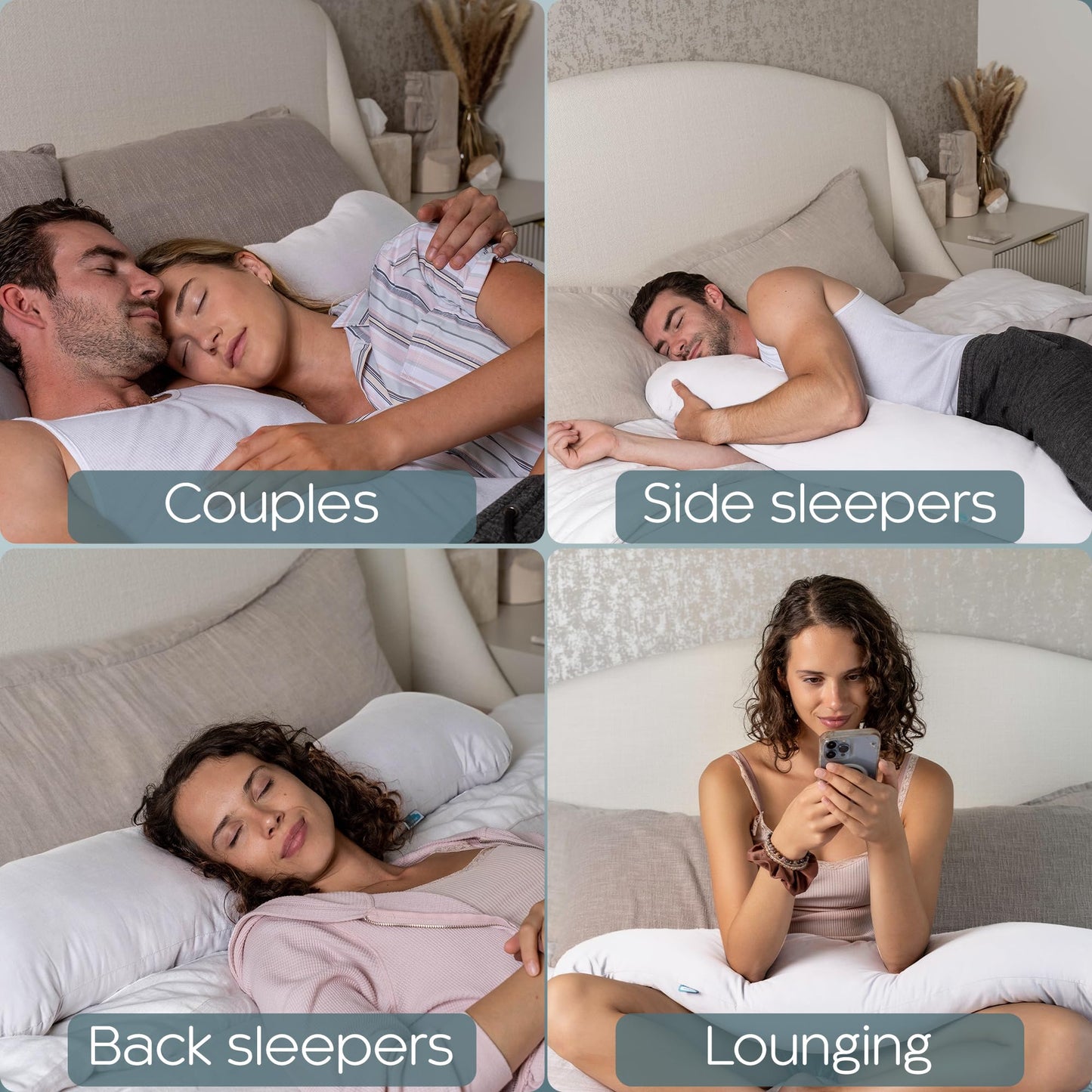 SleepCloud Weighted Body Pillow 6.5lbs - Weighted Pillow for Deeper Sleep (41" x 10") - Cooling Body Pillows for Adults, Full Body Pillow for Sleeping, Side Sleeper Body Pillow with Cover