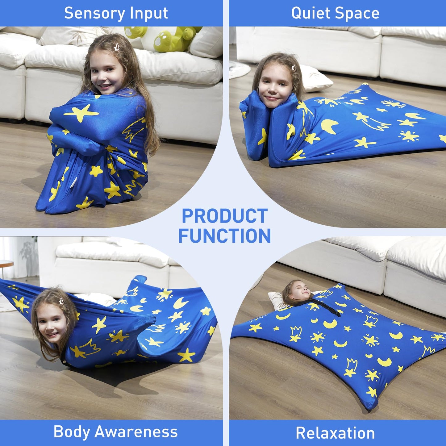 Sensory Body Sock, 47" x 27" Sensory Sack Premium Sensory Sock Glow in The Dark for 6-9 Autistic Children, Good for Height: 41"-51" Medium, Green