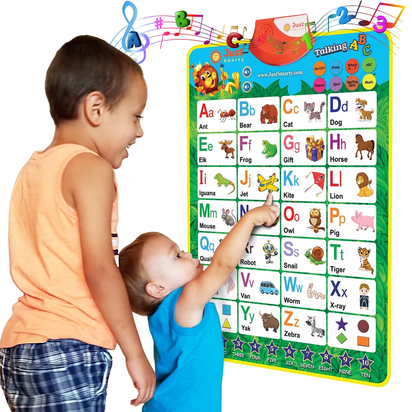Just Smarty Interactive Alphabet Wall Chart, Blue | ABCs & 123s Learning for Toddlers 1-5, Educational Gift for Ages 1-5, Speech Therapy, Autism Toys