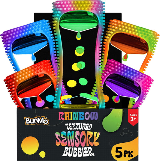 BUNMO Liquid Motion Bubbler Sensory Toy for Kids & Adults Rainbow 5pk – Gentle Fidget Toy for Mindfulness – Stimulating Visual Sensory Experience – Colorful Bubble Fidget Timer for Desk & Travel