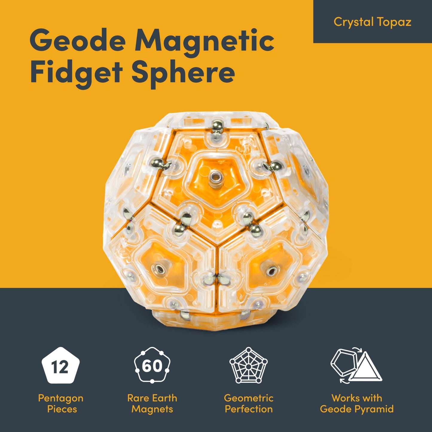 Speks Geode Magnetic Fidget Toy | Sensory Desk Toy for Adults & Teens 14+ | Stress Relief Gift | Sphere, Cool