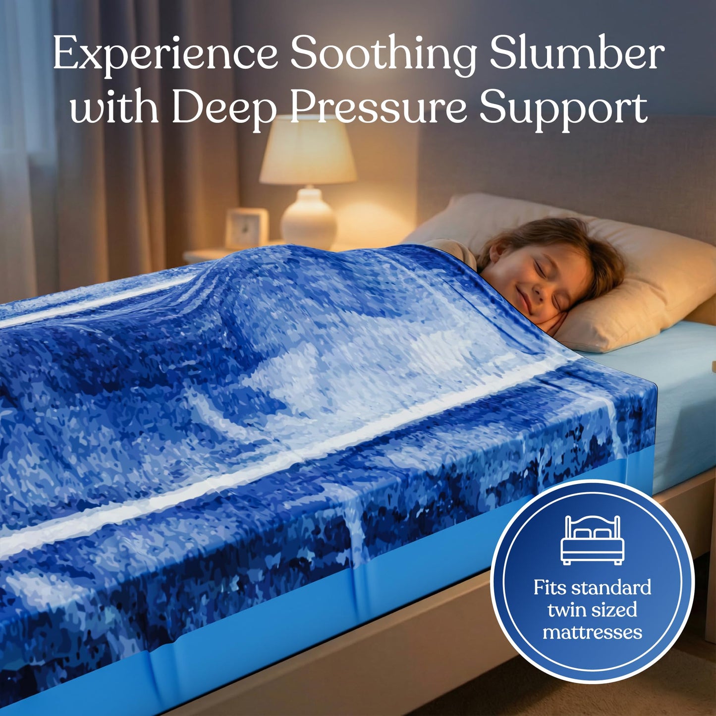 Deep Pressure Sensory Bed Sheet – Twin Sensory Compression Sheet Breathable Sleep Pod Blanket for Better Sleep Support – Calming Compression Blankets for Kids and Adults Blue Petal