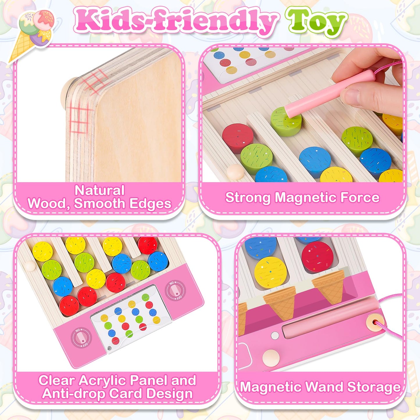 Kids Montessori Magnetic Wooden Toys: 3 4 5 6 7 Year Old Birthday Gift for Boys Girls Age 4-7 Preschool Educational Learning Activities Toy Sensory Autistic Puzzle Maze Game Present for Toddlers