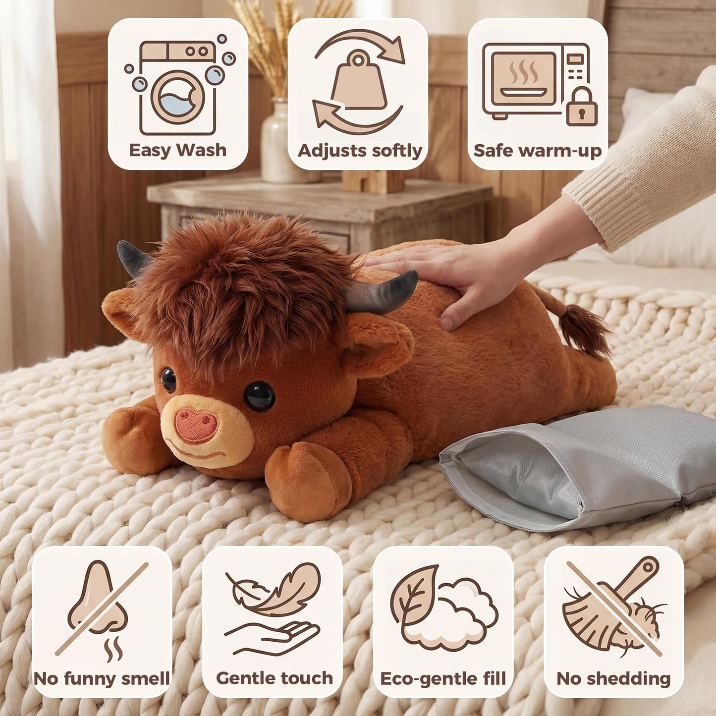Mewaii Weighted Stuffed Animals 5 lbs Adjustable, Heated & Coolable 23 Inch Plush for Realistic Hug, Microwavable Removable Inner Pad, Cat Gifts for Adults & Kids (Black)