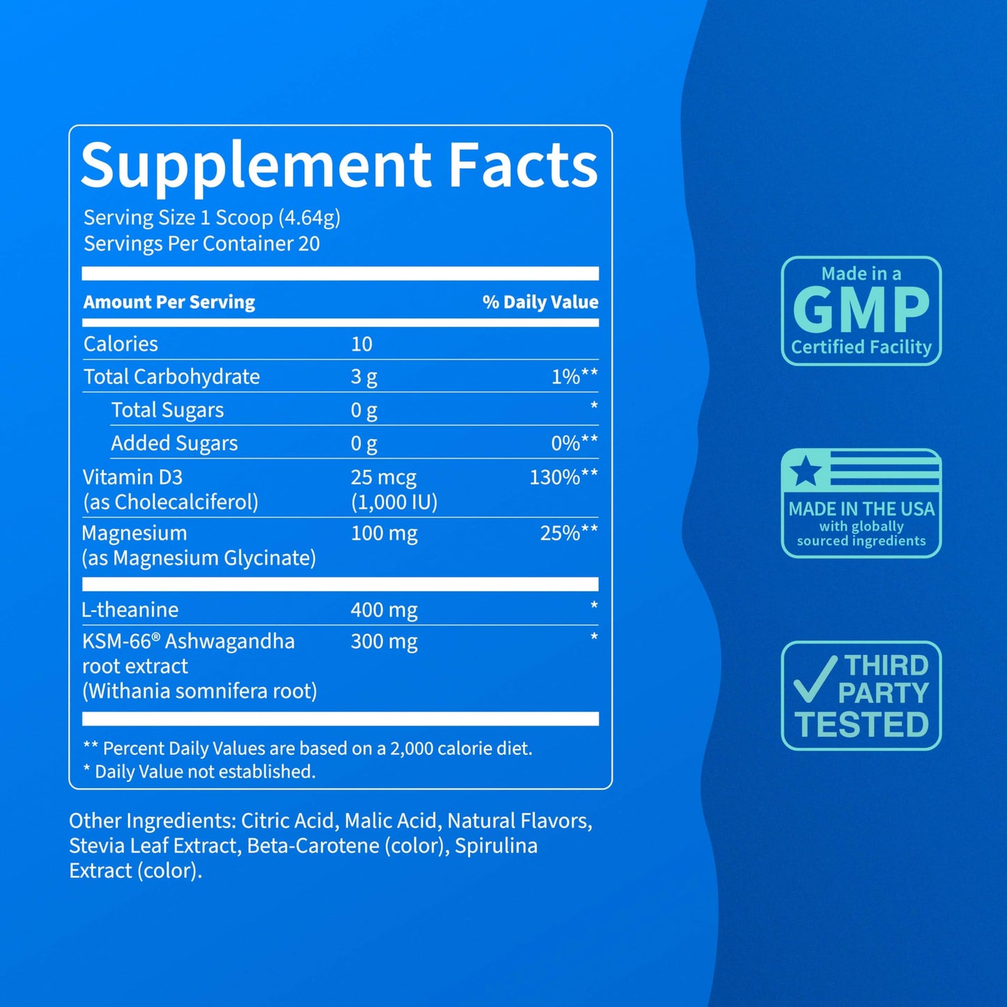 Nello Supercalm Powdered Drink Mix, Cortisol Reducer and Sleep Aid Supplement, L Theanine, Ksm-66 Ashwagandha, Magnesium Glycinate, Vitamin D 3, No Sugar, Non GMO, On The Go, 20 Ct, Raspberry Lemonade