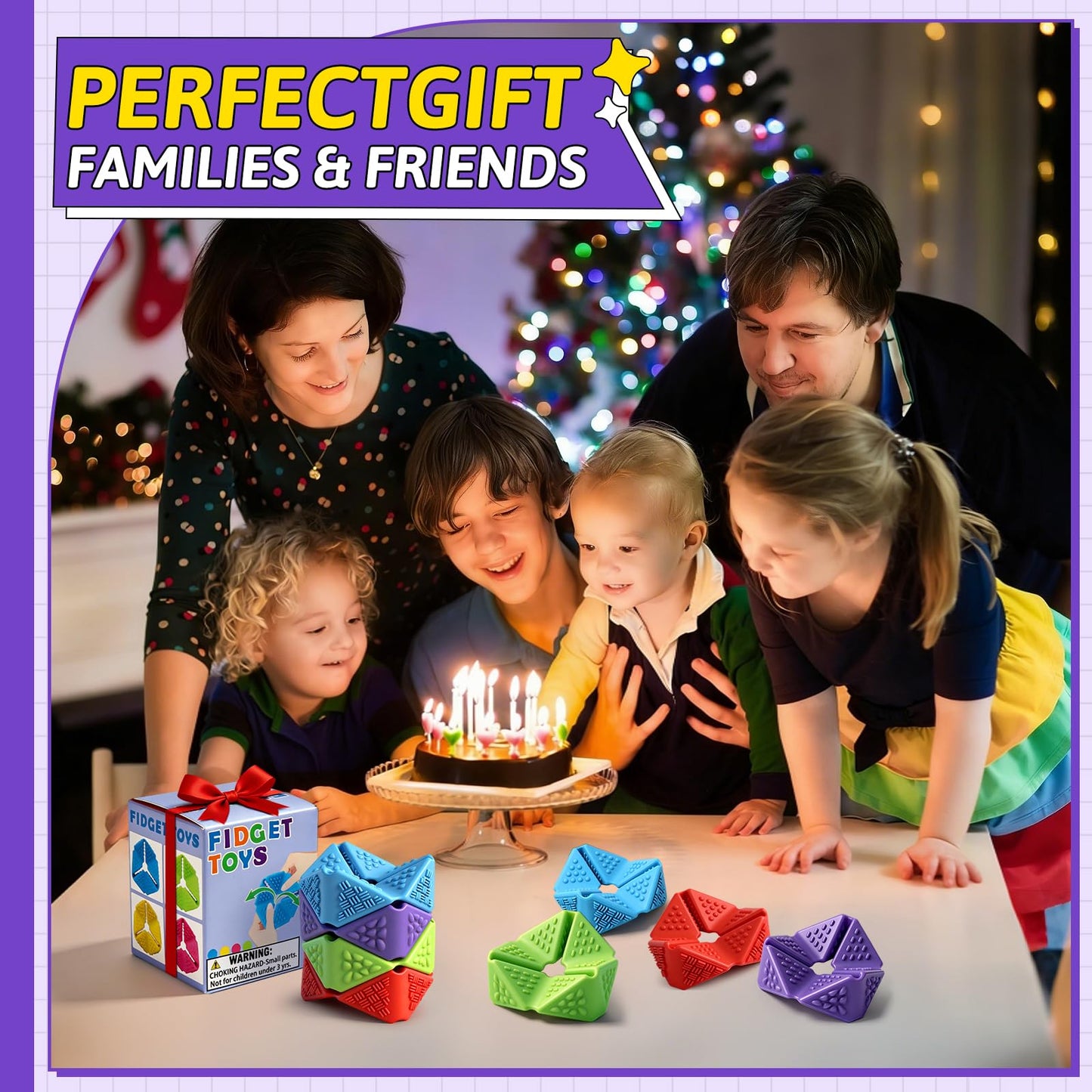 Sensory Fidget Toys, 4PCS Textures Sensory Flip Cube Quiet, Silicone Anxiety Relief for Autism ADHD, Novelty Toy for Kids or Adults, Best Gifts
