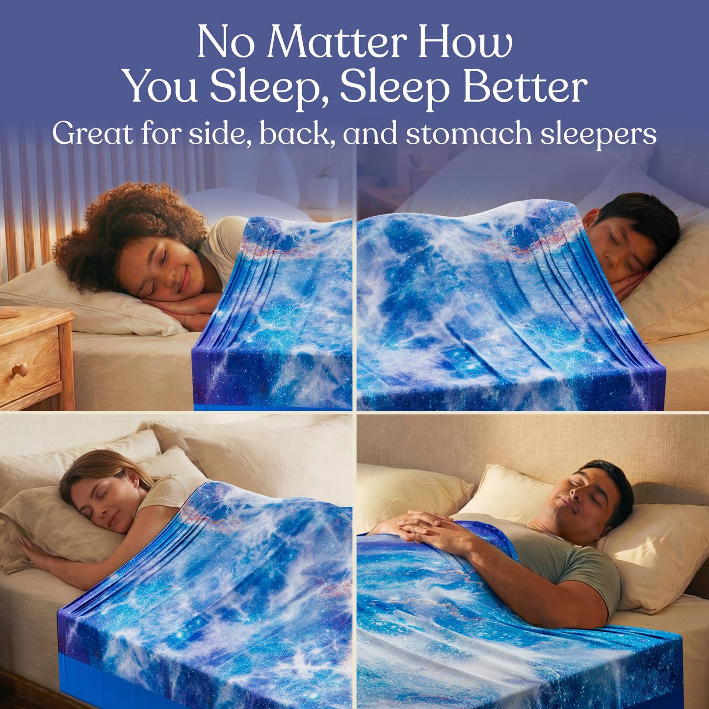 Deep Pressure Sensory Bed Sheet – Twin Sensory Compression Sheet Breathable Sleep Pod Blanket for Better Sleep Support – Calming Compression Blankets for Kids and Adults Blue Petal