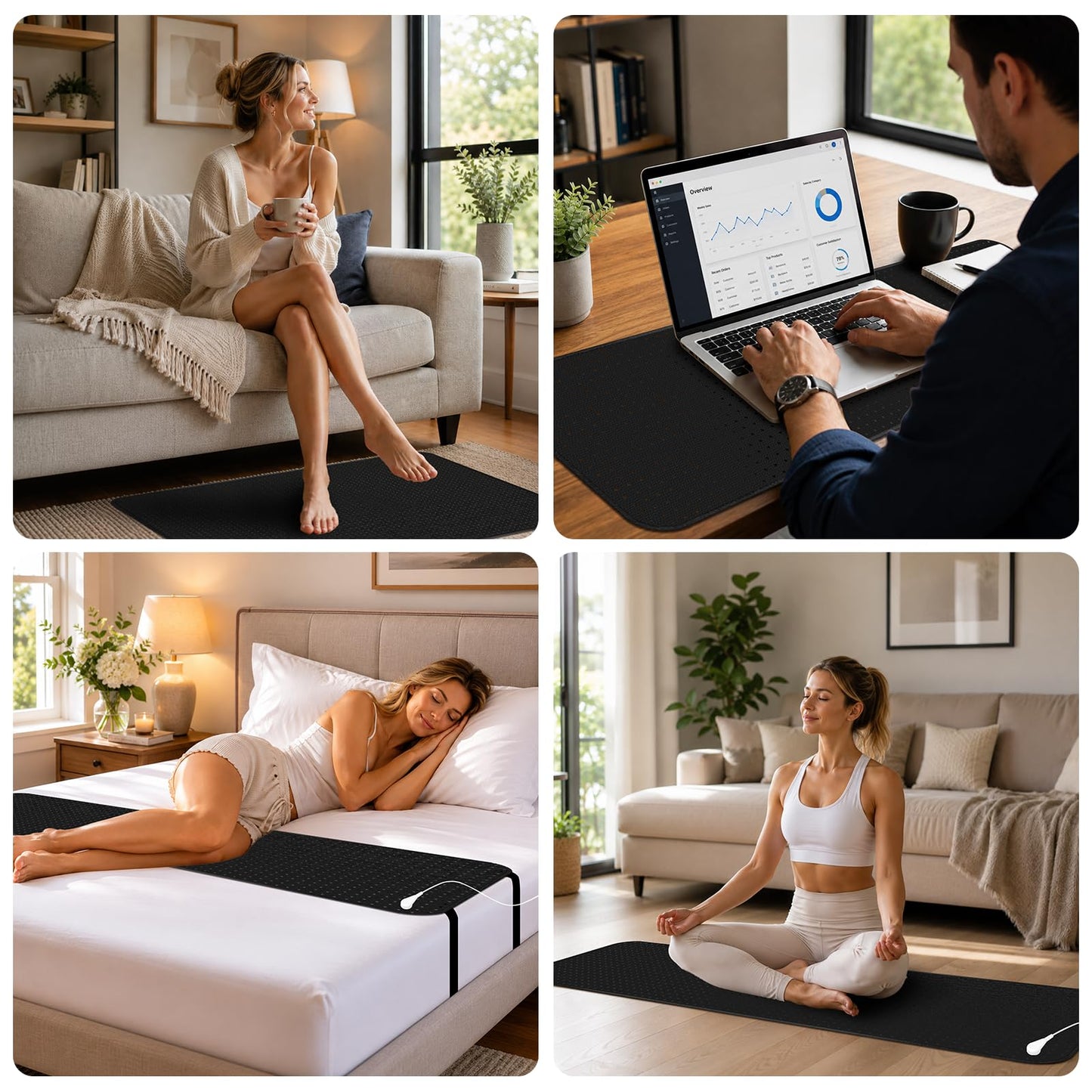 Grounding Mat for Bed,Grounding Bed Mat with Grounding Cord, Earth Pad Grounding Mat, Grounding Pad for Improving Sleep