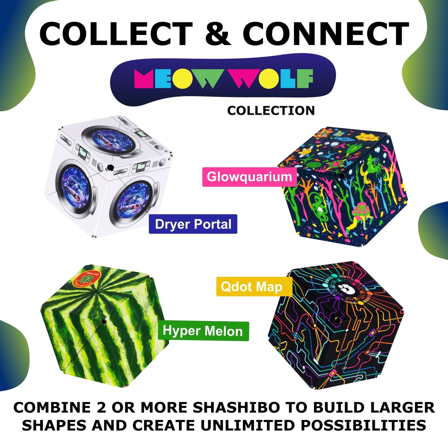 Shashibo Sensory Fidget Toy for Adults & Kids, Stress Relief Fidget Toy for Adults, Teens & Kids, Cool Fidget Toys for Desk, Classroom Must Have, Sensory Shape Shifting Cube, 100+ Possible Shapes