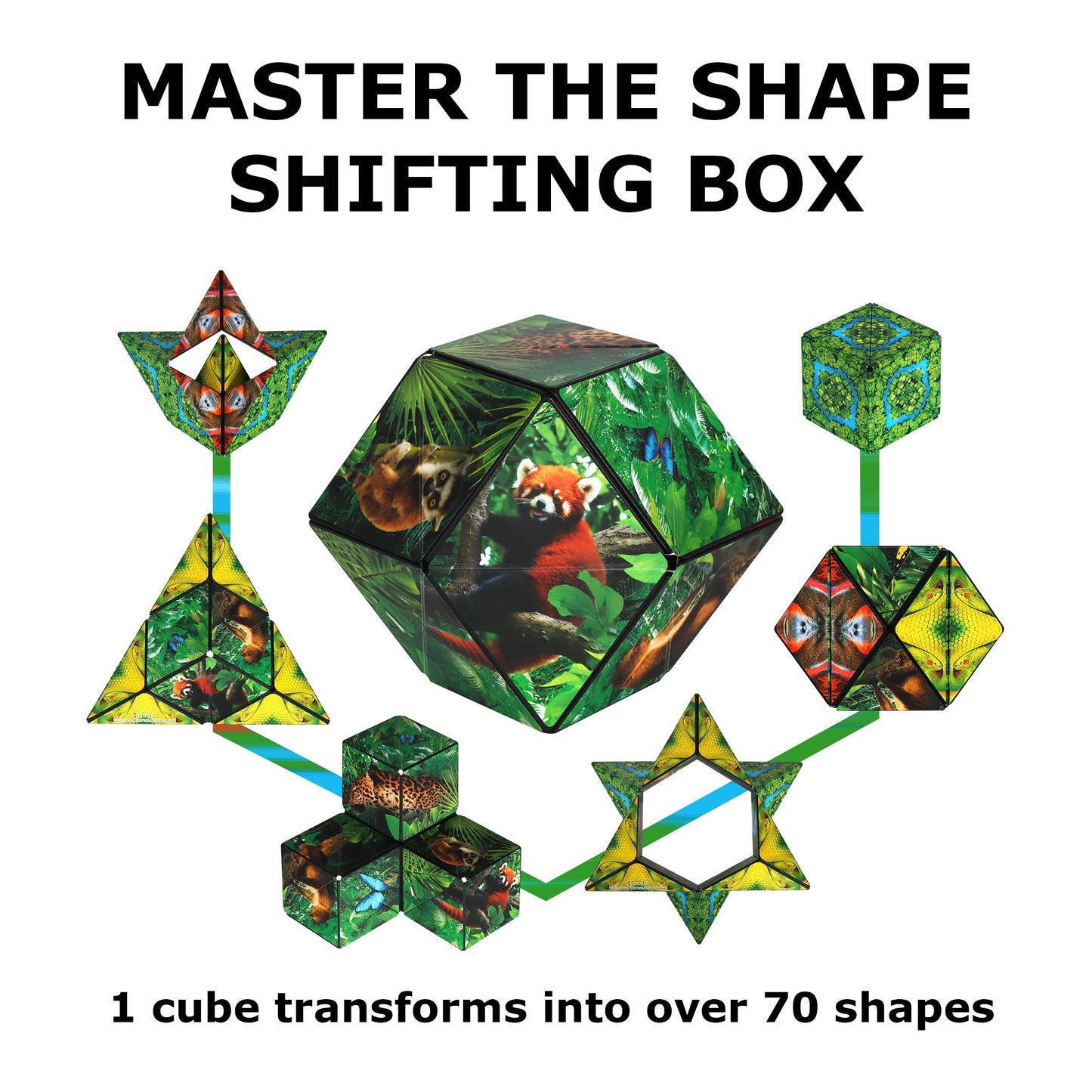 Shashibo Sensory Fidget Toy for Adults & Kids, Stress Relief Fidget Toy for Adults, Teens & Kids, Cool Fidget Toys for Desk, Classroom Must Have, Sensory Shape Shifting Cube, 100+ Possible Shapes