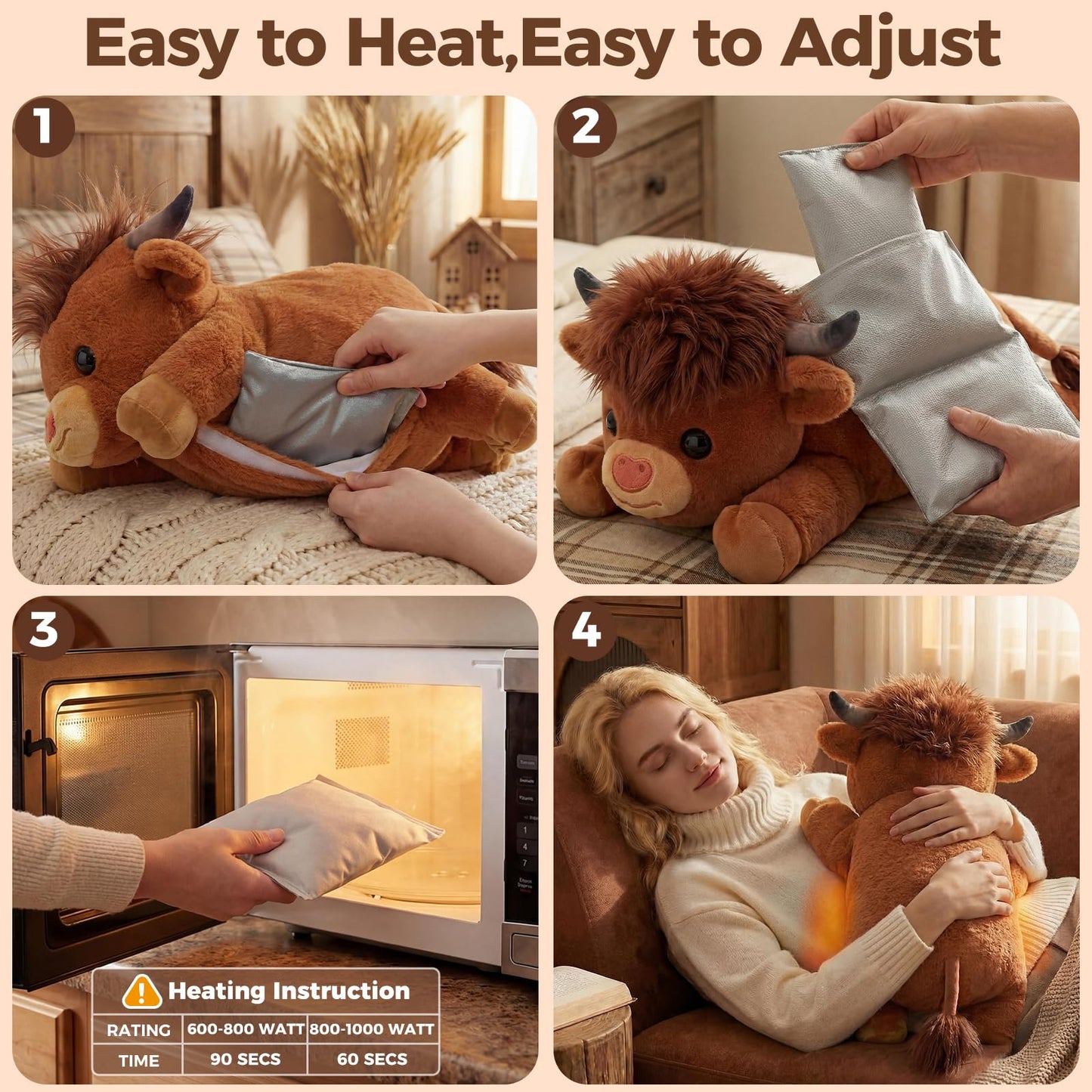 Mewaii Weighted Stuffed Animals 5 lbs Adjustable, Heated & Coolable 23 Inch Plush for Realistic Hug, Microwavable Removable Inner Pad, Cat Gifts for Adults & Kids (Black)