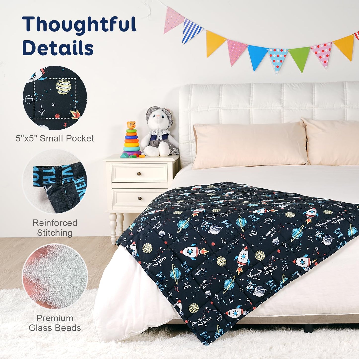 Kivik Weighted Blanket 3lbs, Blue Dinosaur Weighted Blankets, Cute Small Weighted Blankets 3 Pounds, Washable Soft Heavy Blanket Throw for All-Season, 36x48 Inches Blue